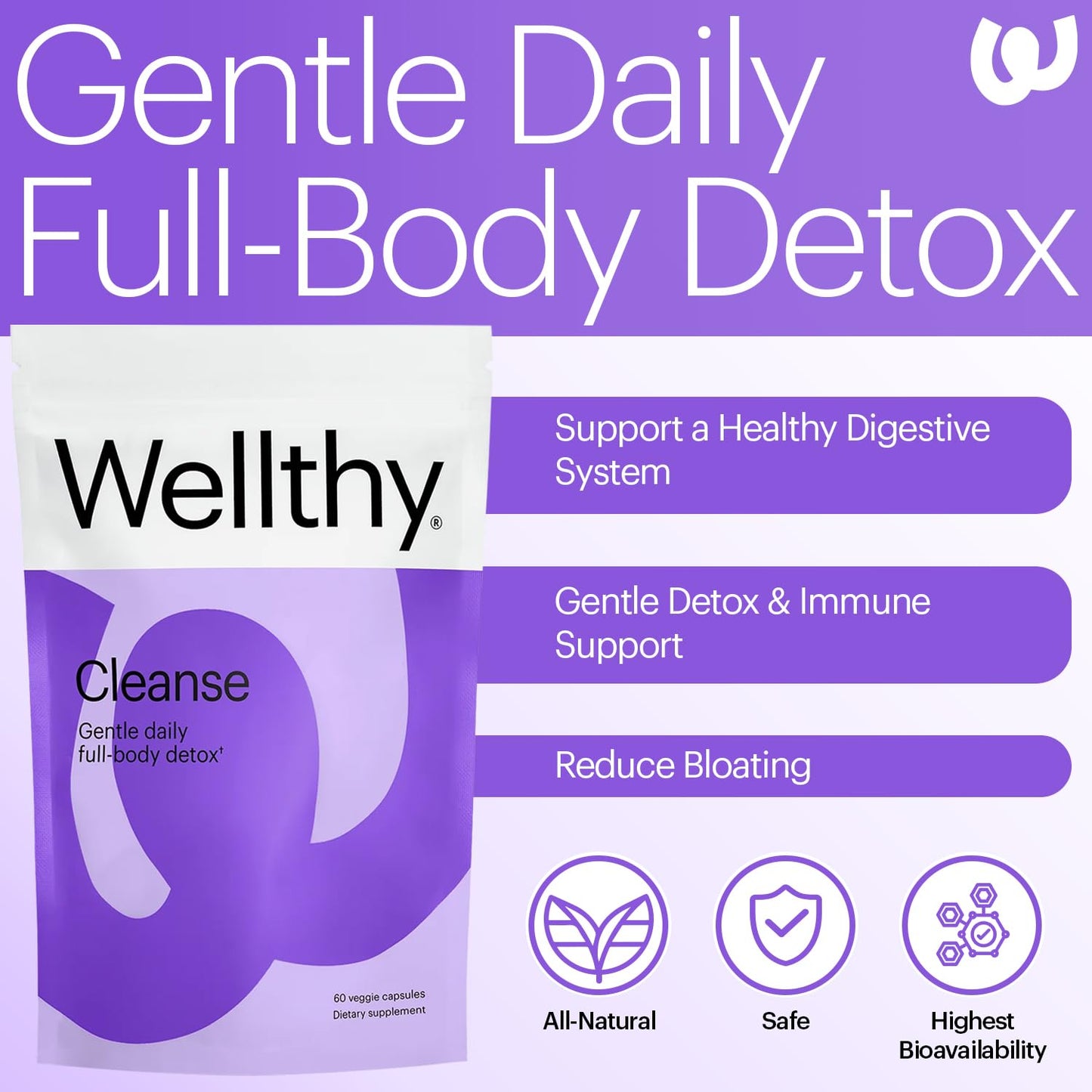 Wellthy Full Body Detox and Immune Support Capsule 60 Count