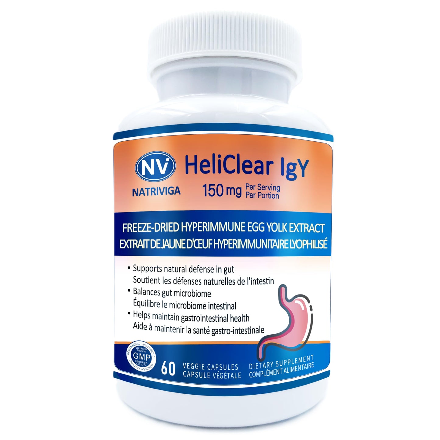 NATRIVIGA Heliclear IgY Capsules, 60 Count