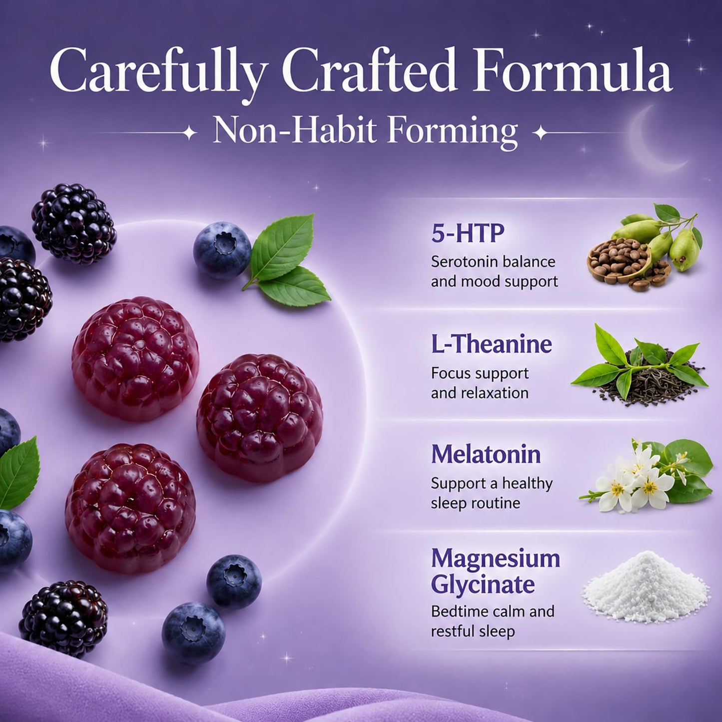 ZhaoJum 5HTP Sleep Gummies for Adults with Melatonin, L-Theanine and Magnesium Gummies 120