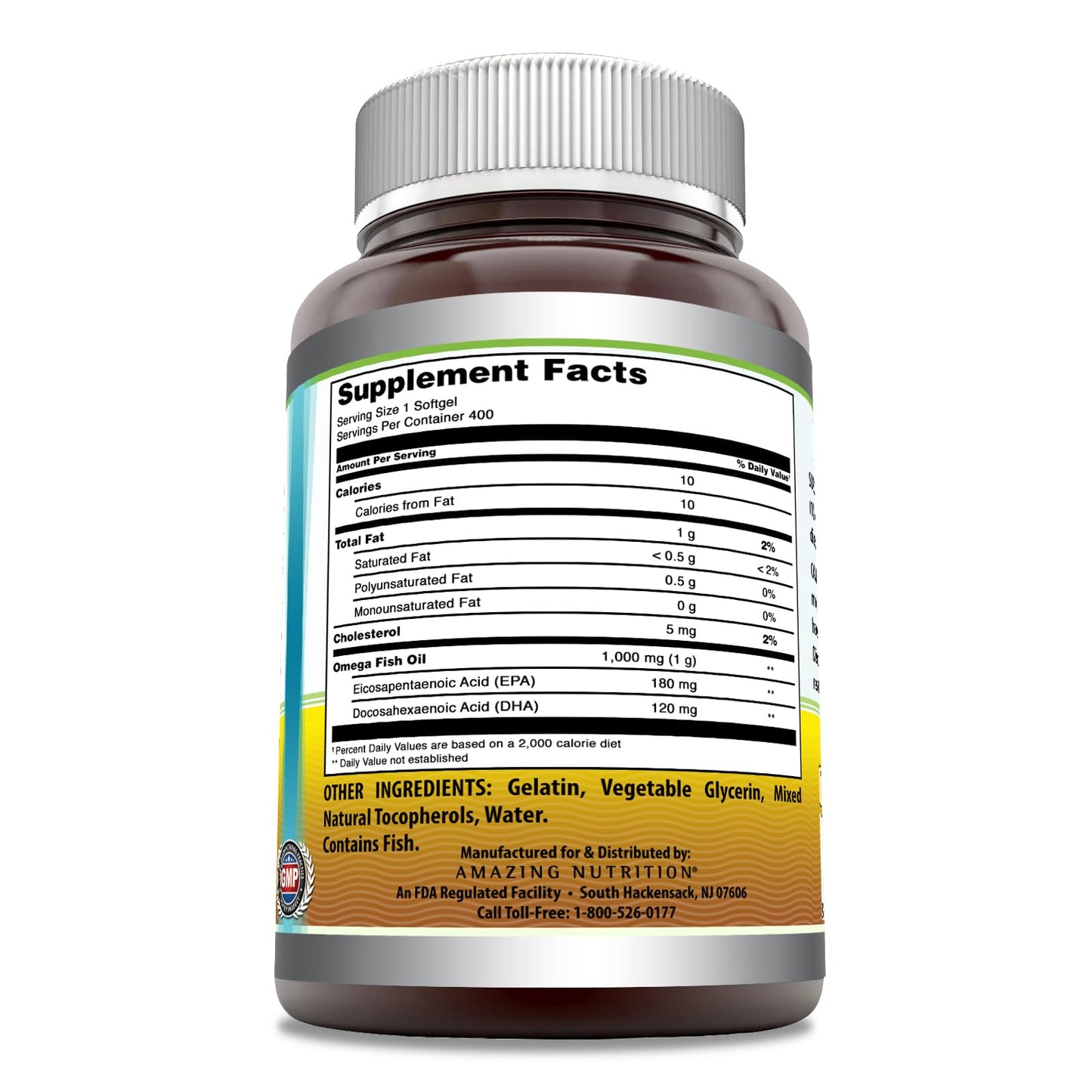 Amazing Nutrition Omega Fish Oil Supplement Softgel 1 Count