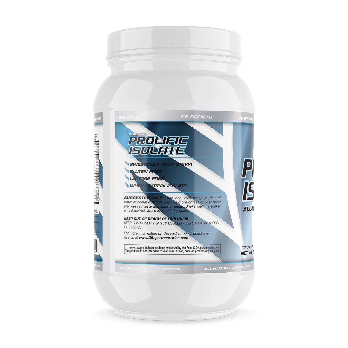 G6 Sports Prolific Isolate All Natural Whey Protein Isolate Powder Chocolate, 40 Servings