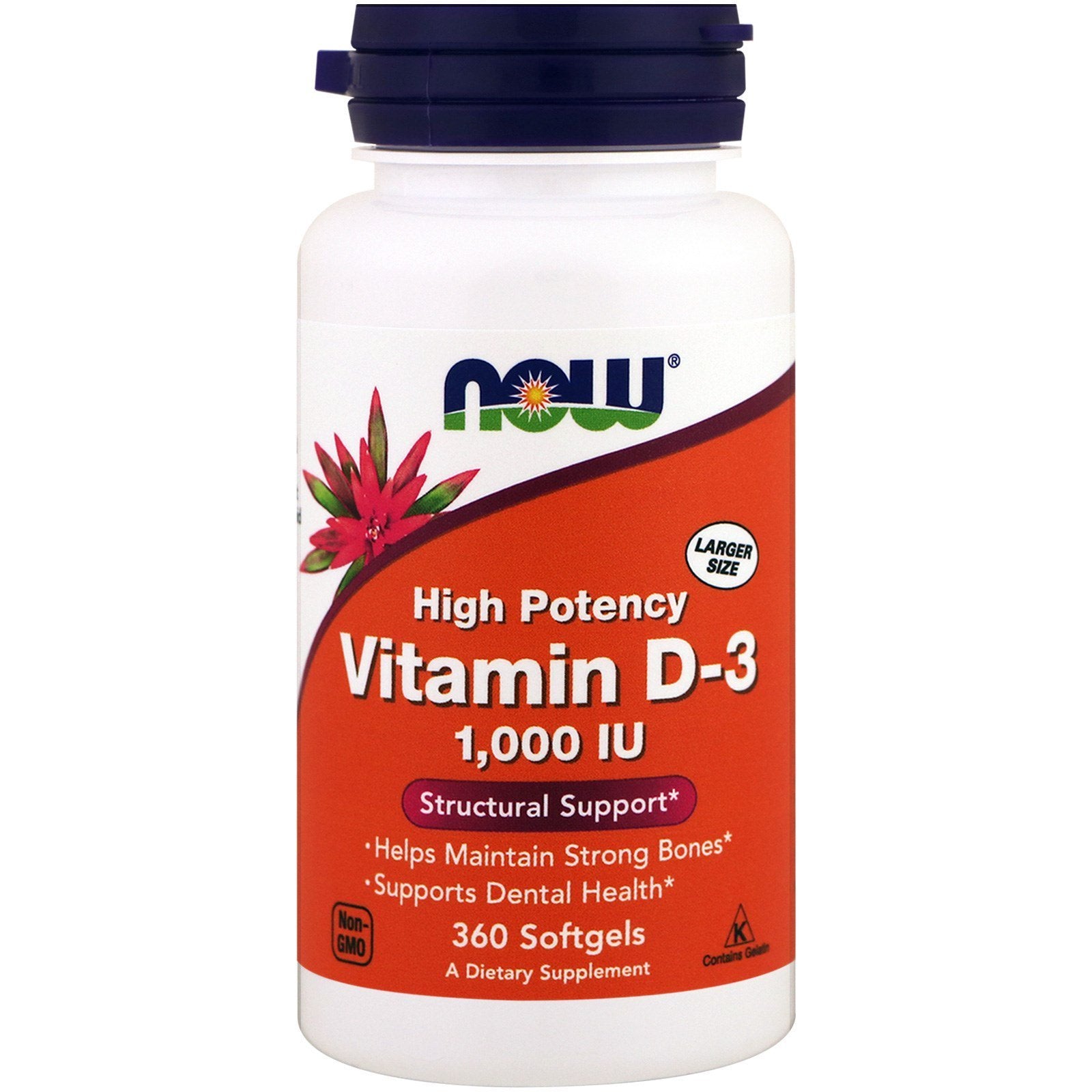 NOW Foods High Potency Vitamin D-3 Structural Support 1000 IU Softgels, 720 Count
