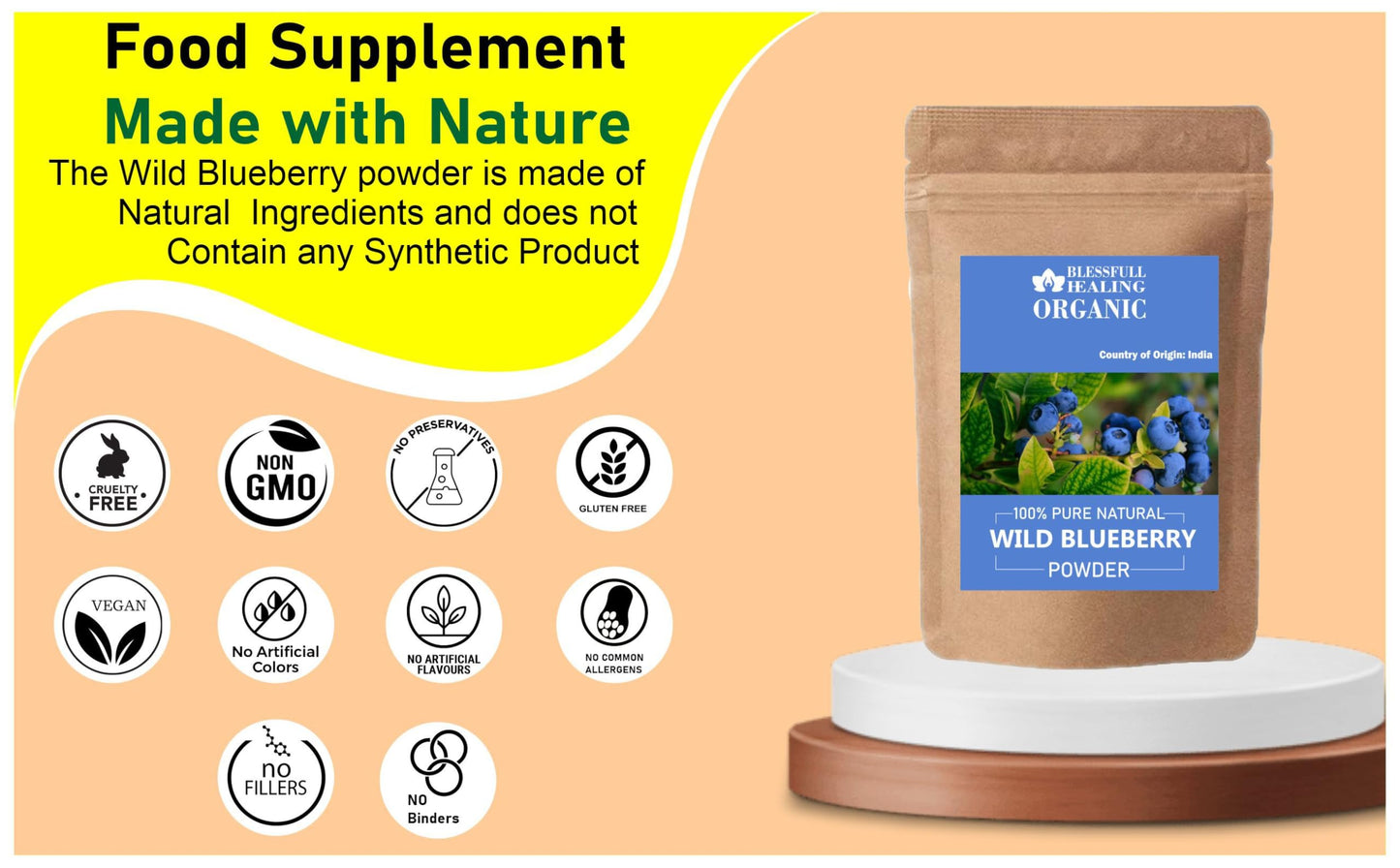 Blessfull Healing Organic Wild Blueberry Powder 3.52 oz