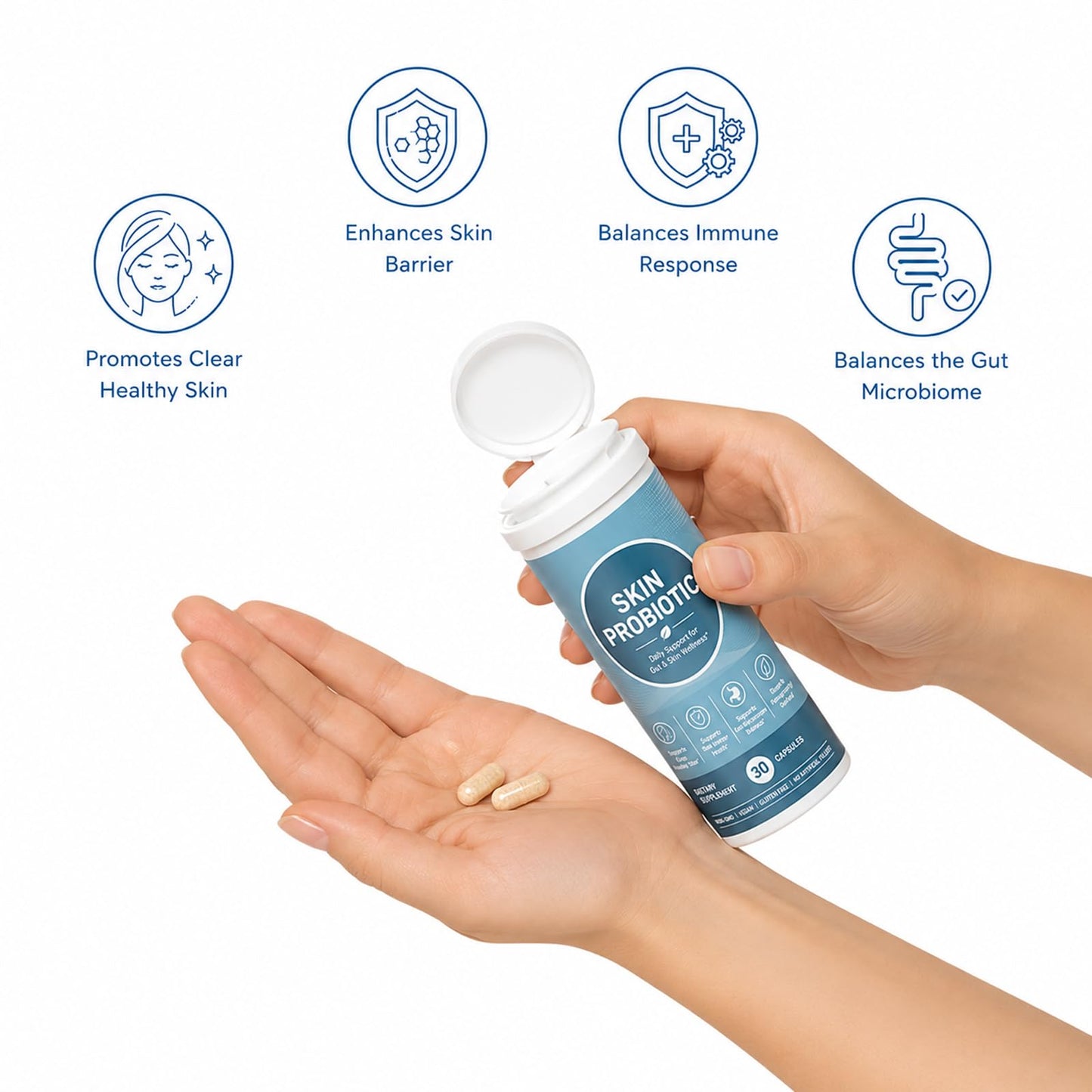 Generic Skin Probiotic for Gut and Skin Support Capsule 30 Count