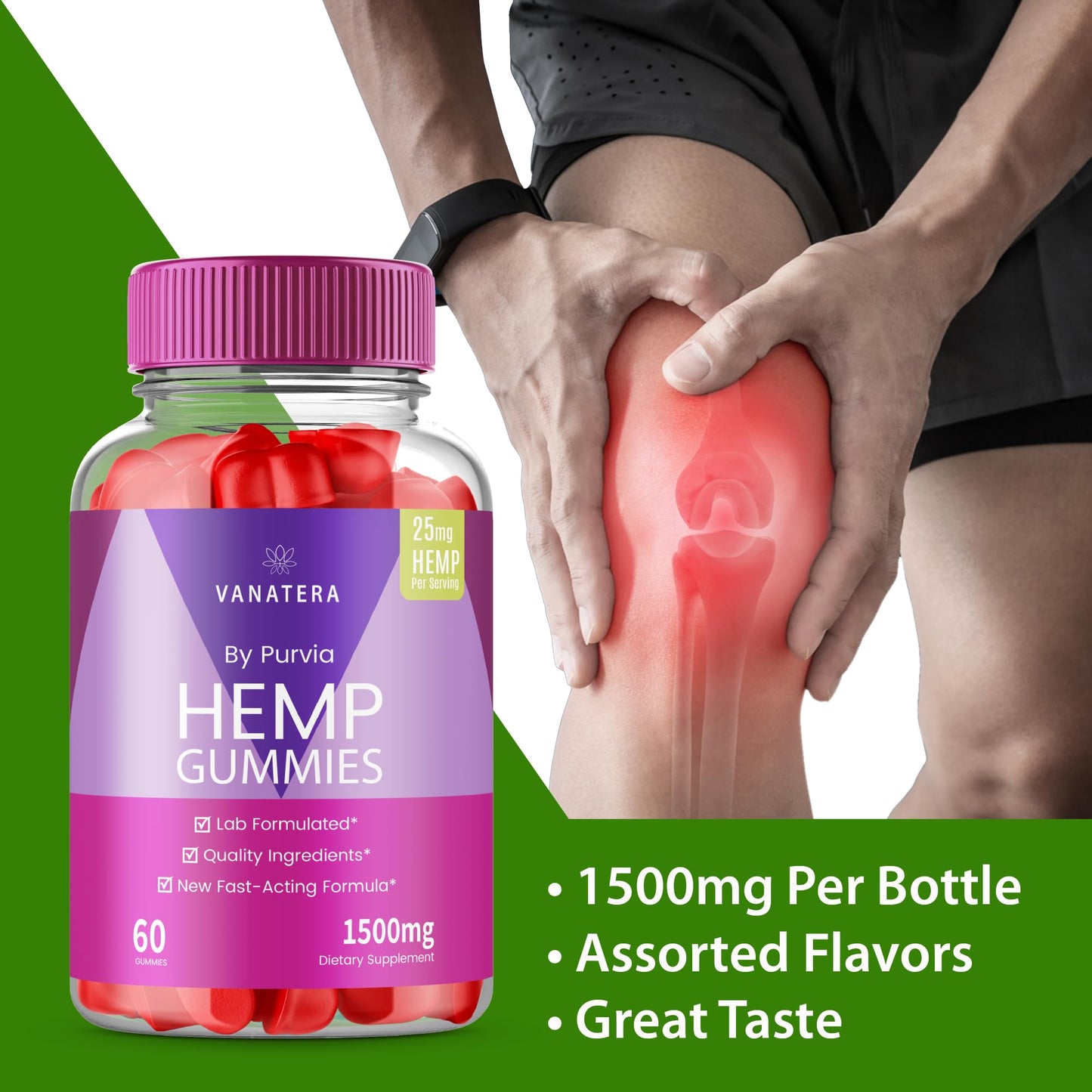Purvia Vanatera Hemp Gummies Extra Strength Formula, 60 Gummies