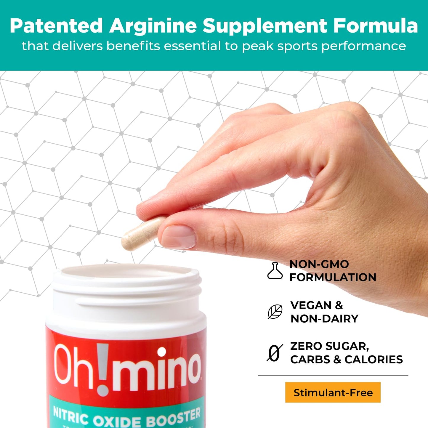 Oh!mino L-Arginine Nitric Oxide Supplement Capsule, 120 Count