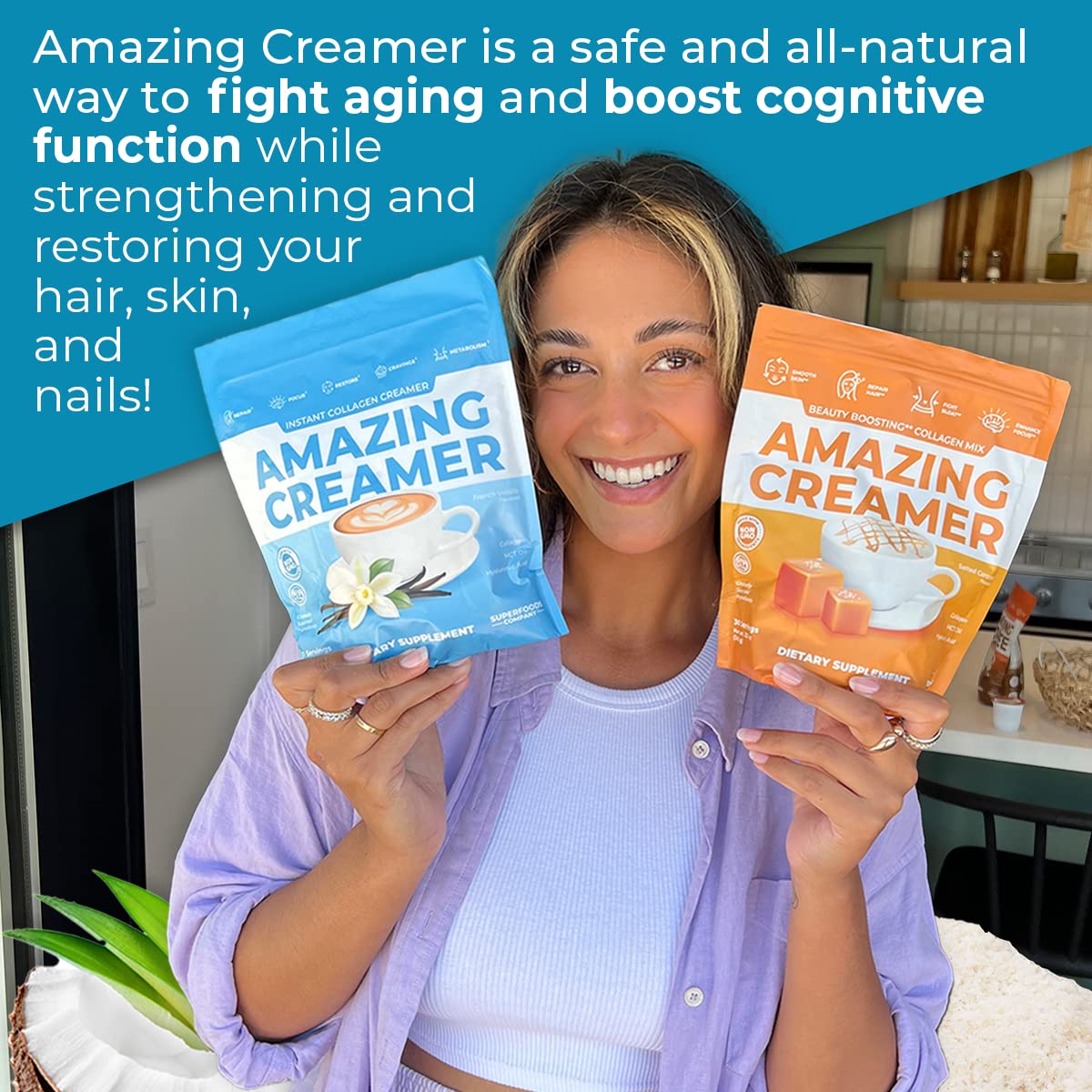 Superfoods Company Amazing Creamer with Collagen - Keto Creamer-Hyaluronic Acid & MCT Oil - Brain Boost & Curbs Cravings - Supports Healthy Skin & Hair - Diet-Friendly Powder, 23