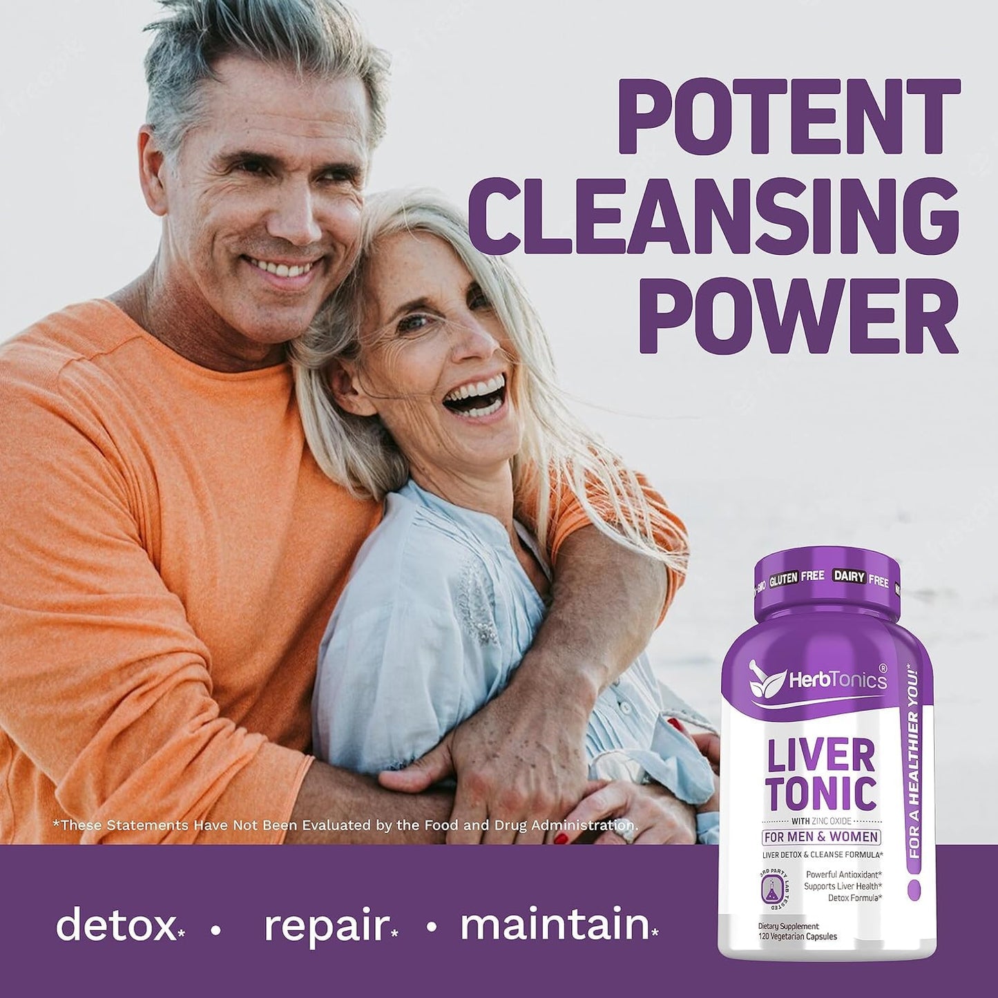 Herbtonics Liver Cleanse Detox & Repair 20-in-1 Liver Detox Complex Milk Thistle Supplement with Artichoke, Dandelion, Turmeric, Berberine Vegan Capsules 240 Count