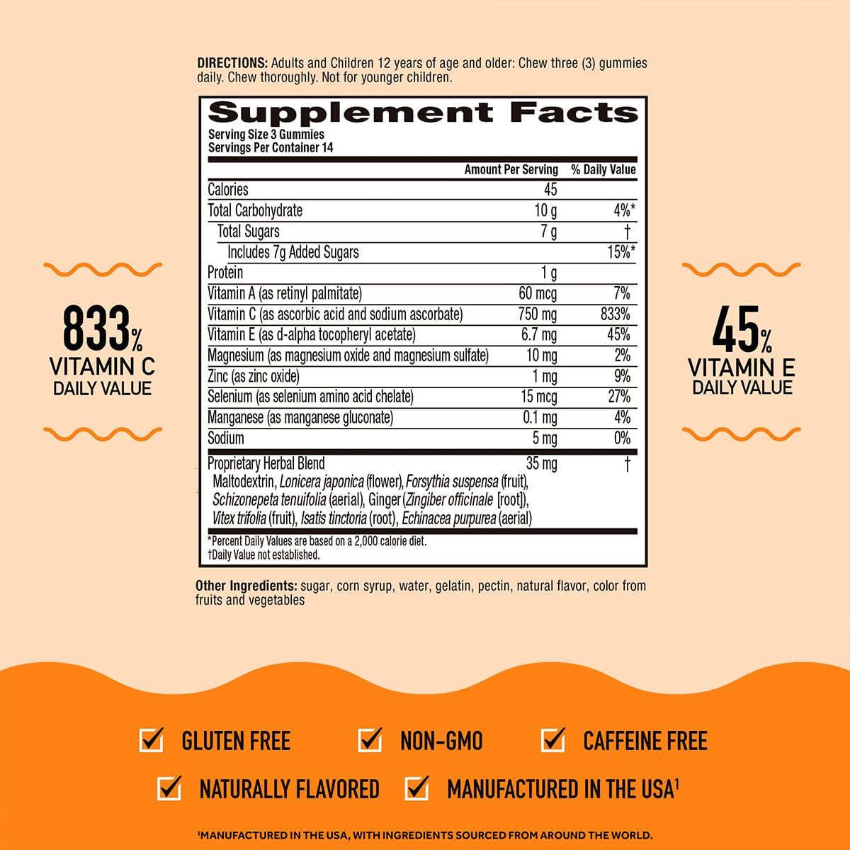 Airborne Vitamin C 750mg Immune Support Gummies, 42 Gummies