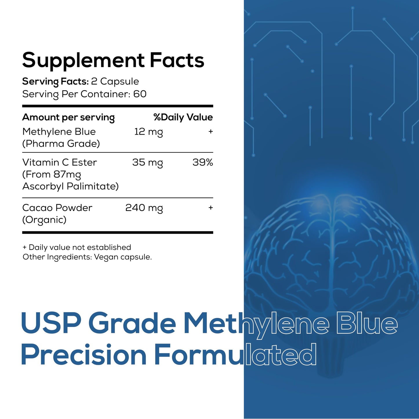 Nutri Nation Methylene Blue Pharmaceutical Grade Capsules 120 Count