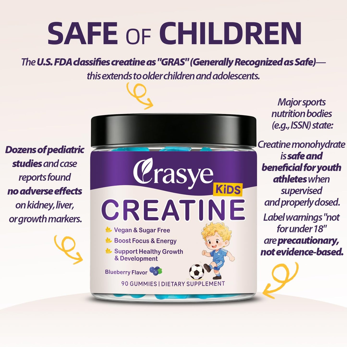 Crasye Creatine Gummies with Vitamin B12, 90 Count