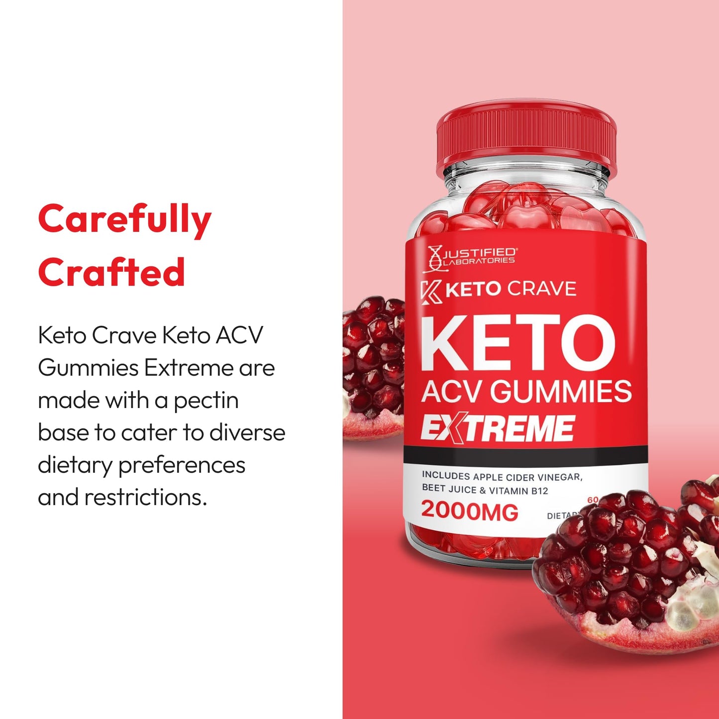 Justified Laboratories Keto Crave Keto ACV Gummies Extreme Gummy, 300 Count