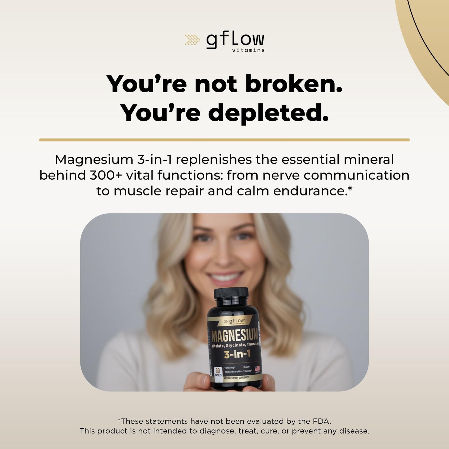 Gflow Vitamins Magnesium 3-in-1 Capsule 90 Count