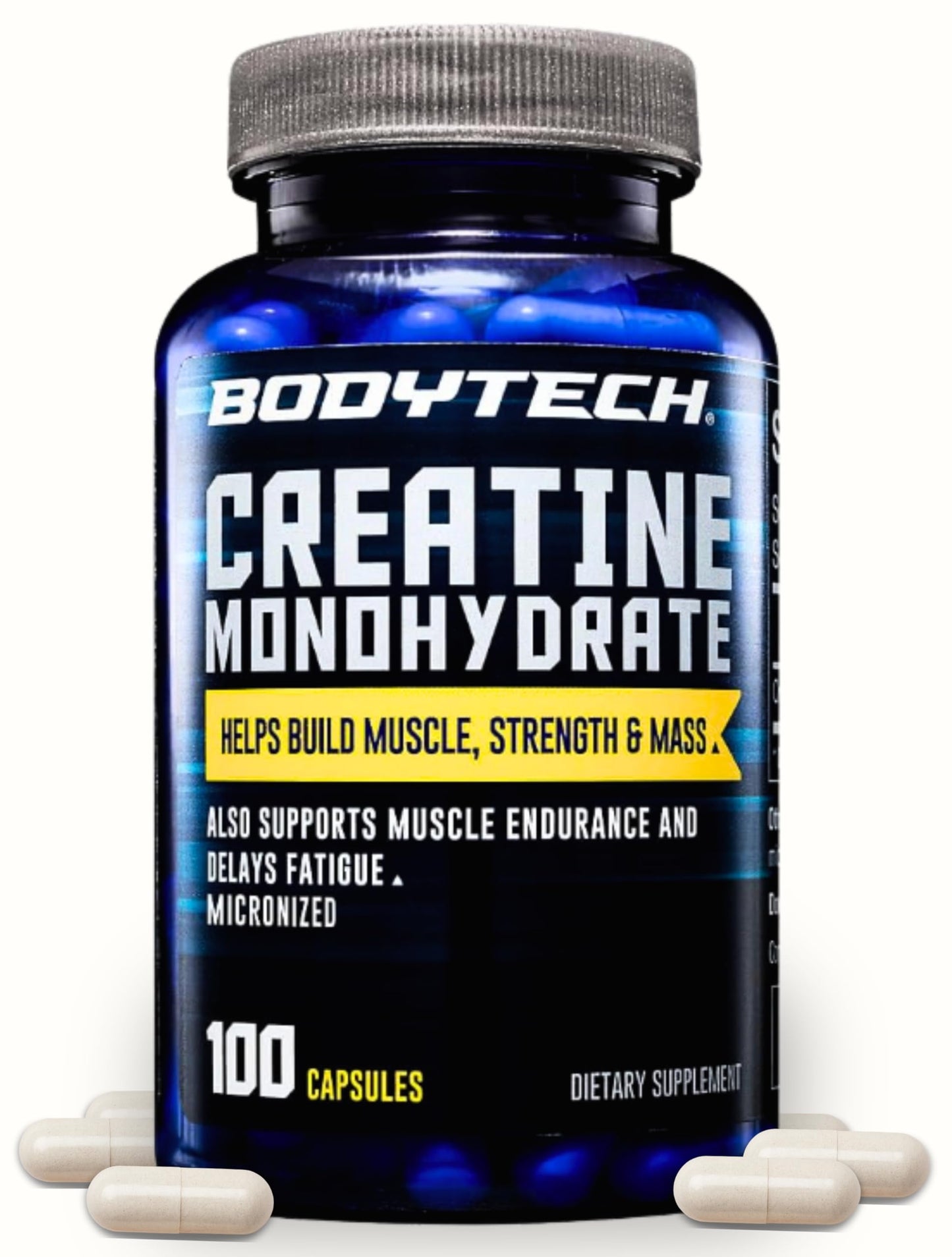 BodyTech Creatine Monohydrate Capsules, 100 Capsules