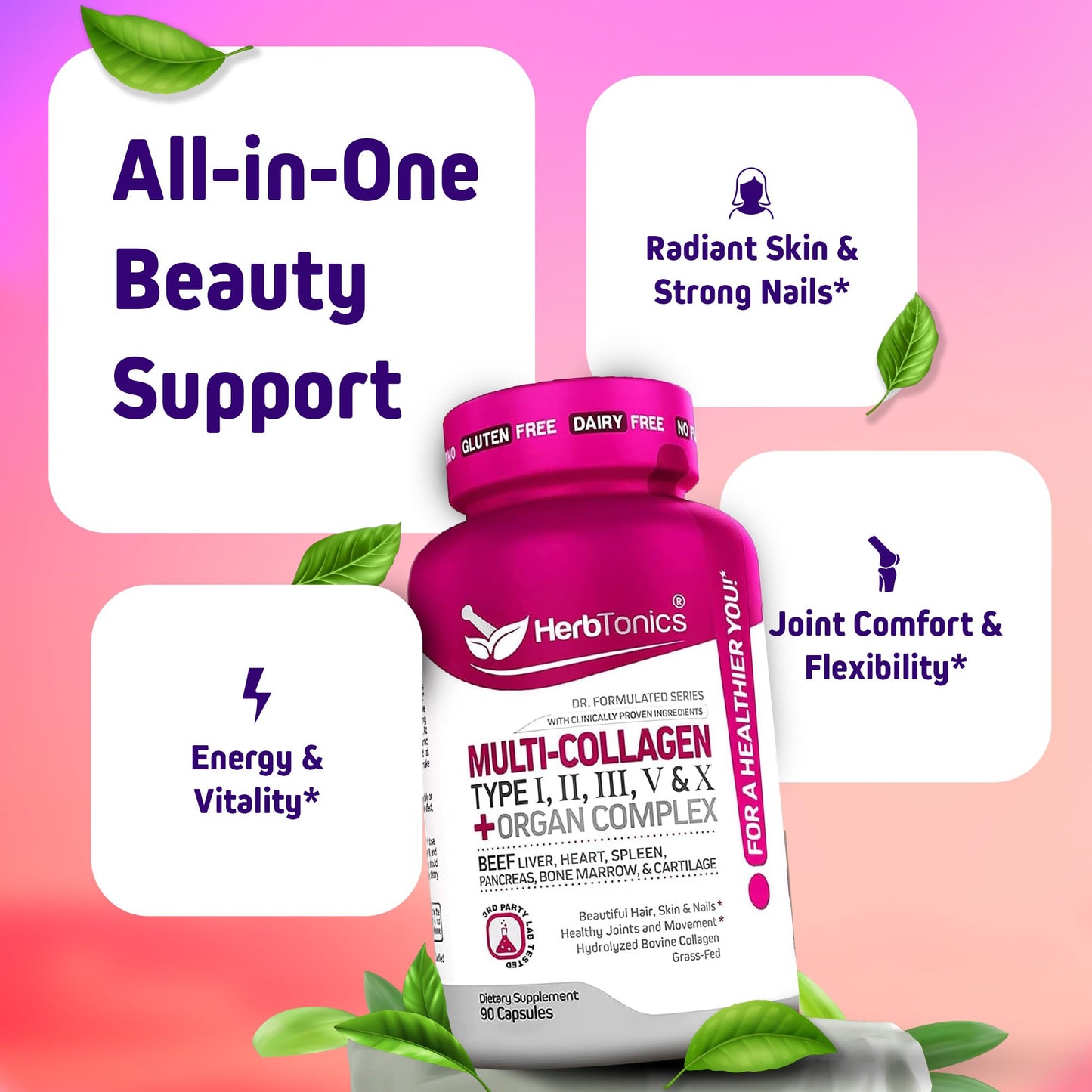 Herbtonics Multi Collagen + Organ Complex Capsules 90 Capsules