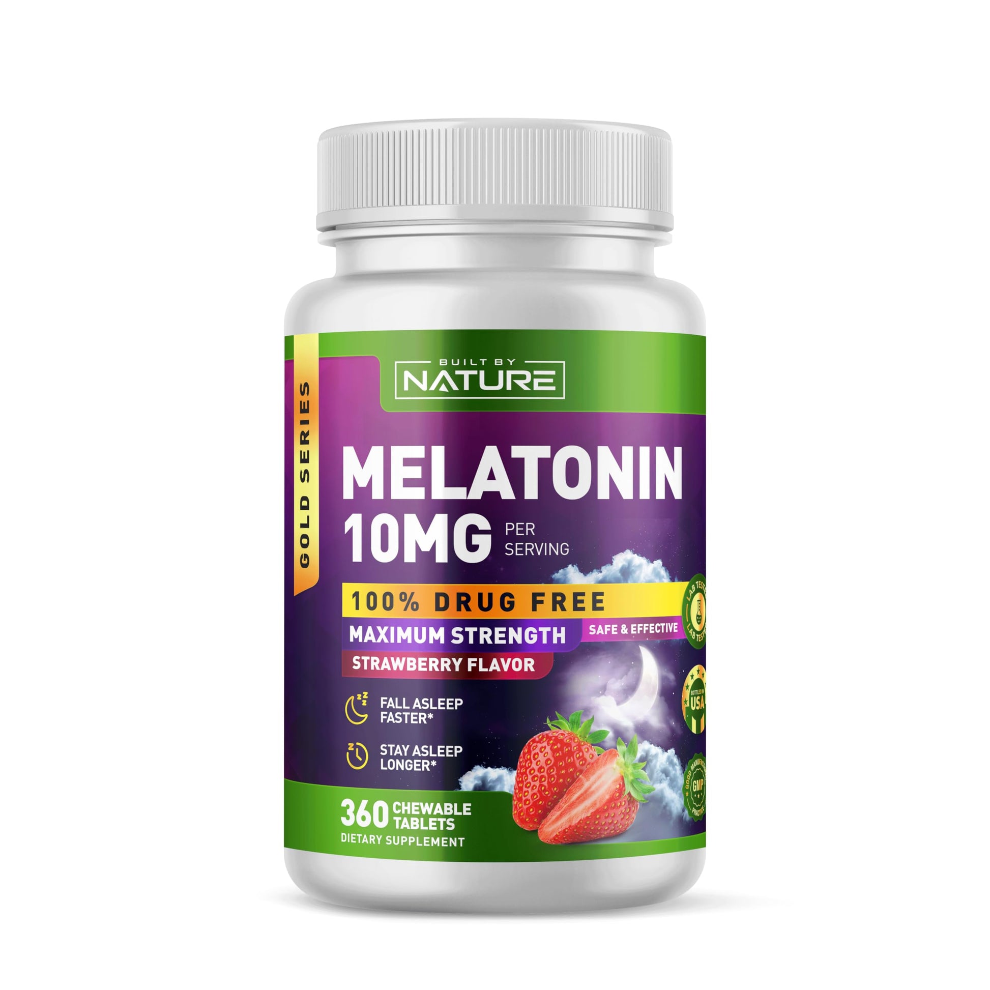 Built by Nature Melatonin 10 mg Sleep Aid Chewable 360 Count