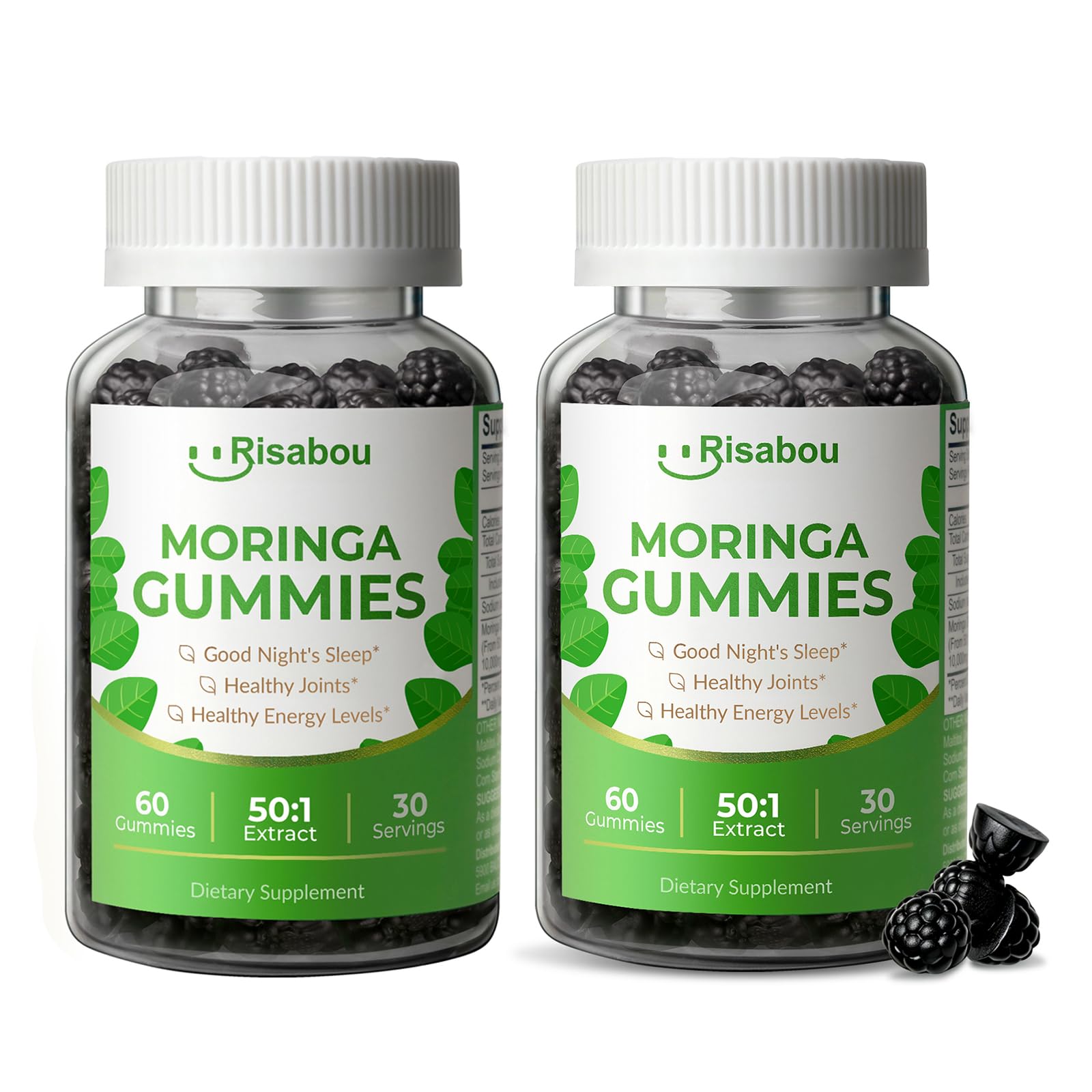 Risabou Moringa Gummies Moringa Oleifera Leaf 50:1 Extract 120 Count