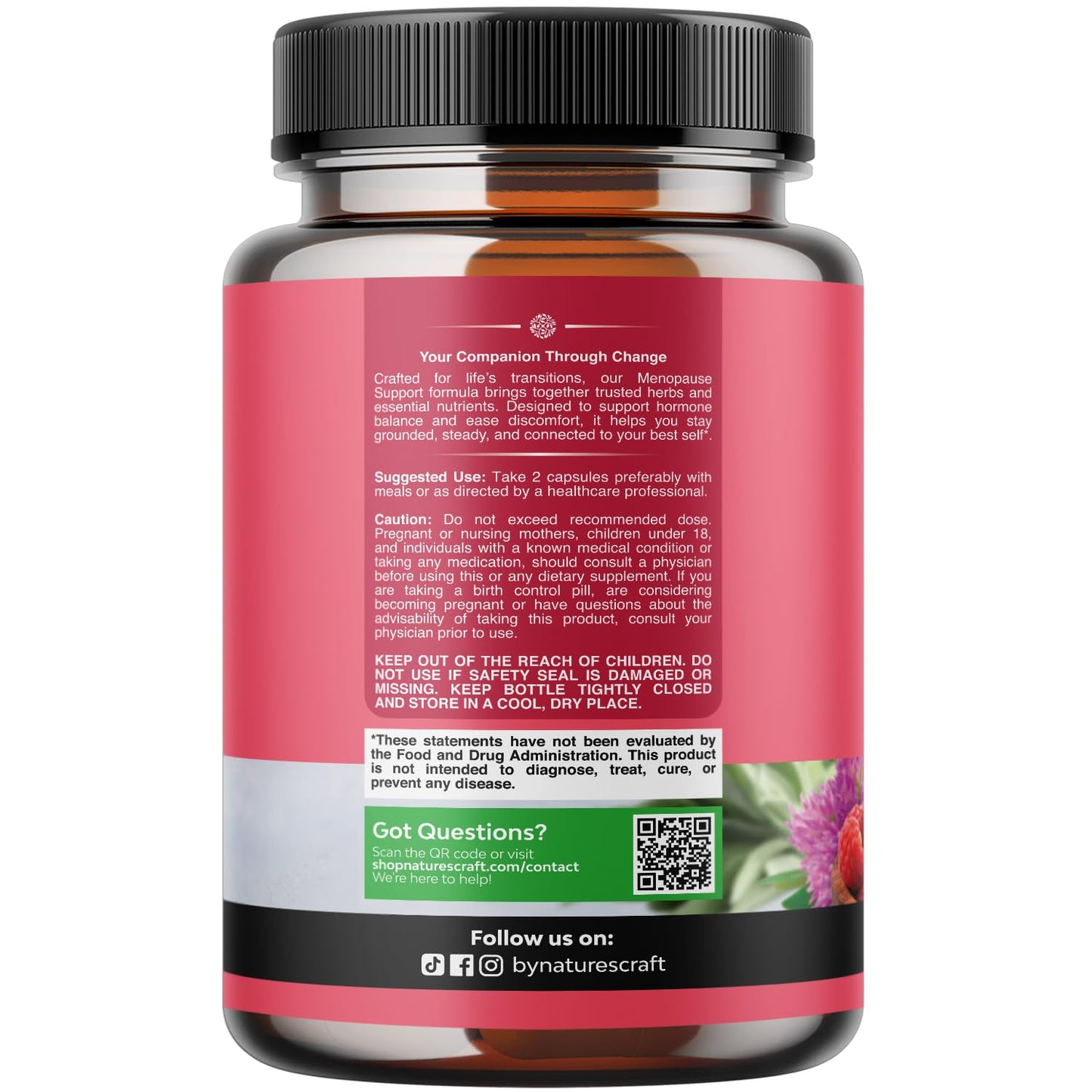 Natures Craft Complete Herbal Menopause Supplement for Women - Female Hormone Balance Capsules, 120 Capsules