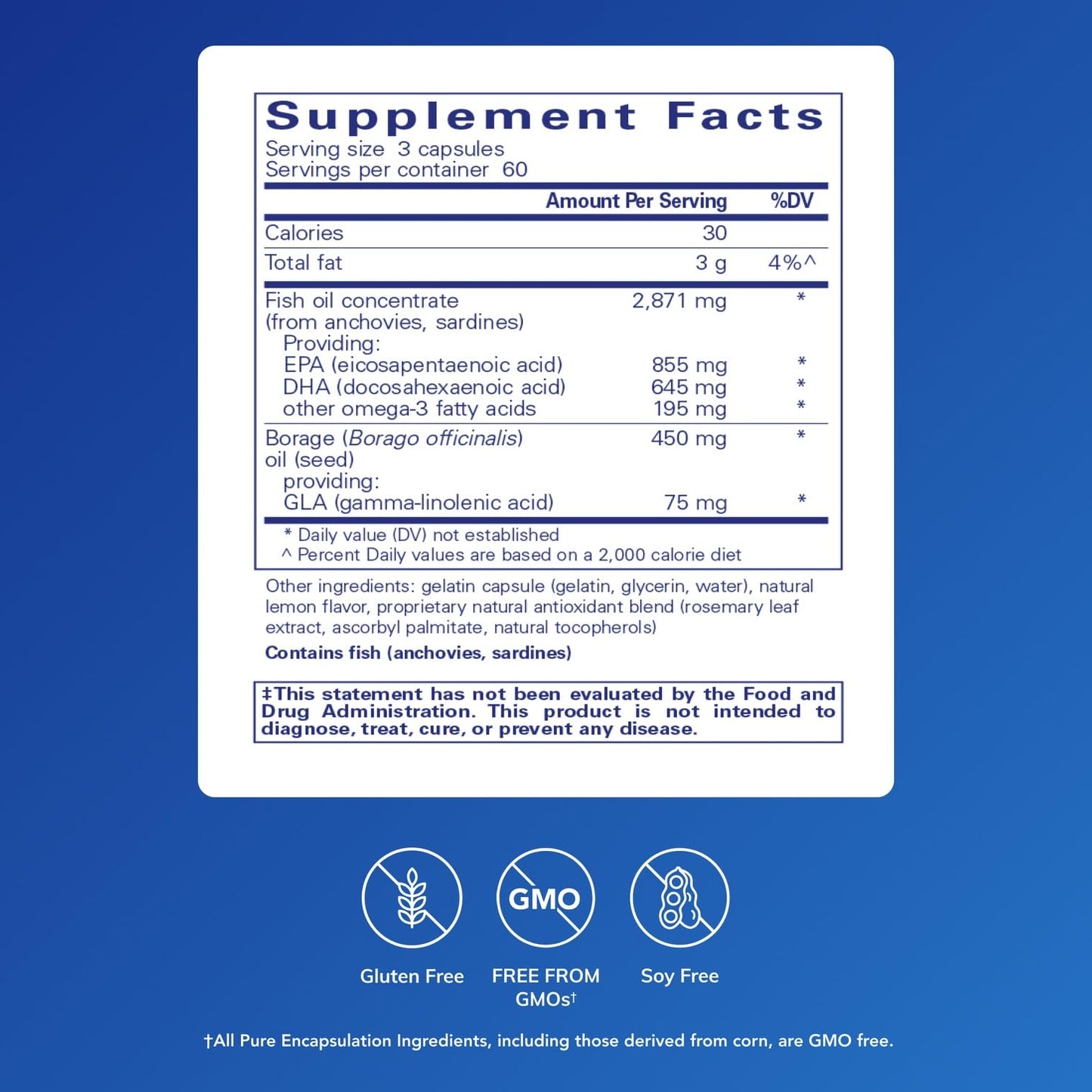 Pure Encapsulations VisionPro EPA/DHA/GLA Softgel Capsules, 180