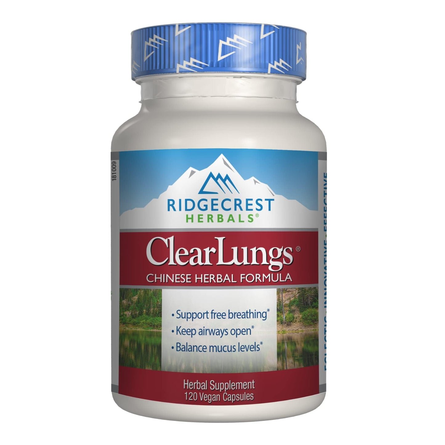 RidgeCrest Herbals Clearlungs (Red), Herbal Breathing Support, Original Formula Capsules, 120 Count