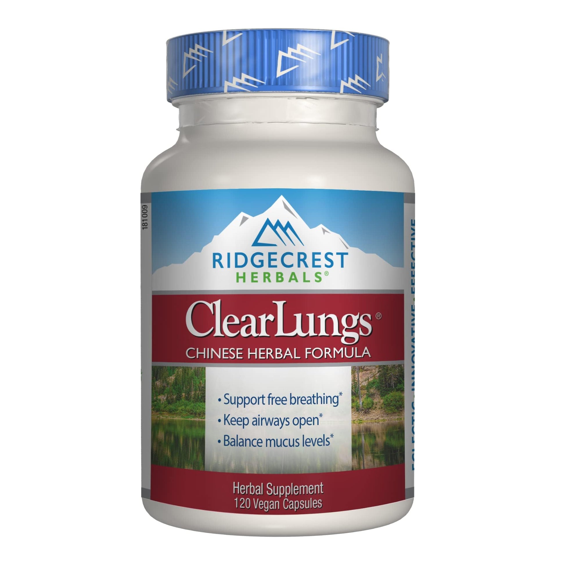 RidgeCrest Herbals Clearlungs (Red), Herbal Breathing Support, Original Formula Capsules, 120 Count