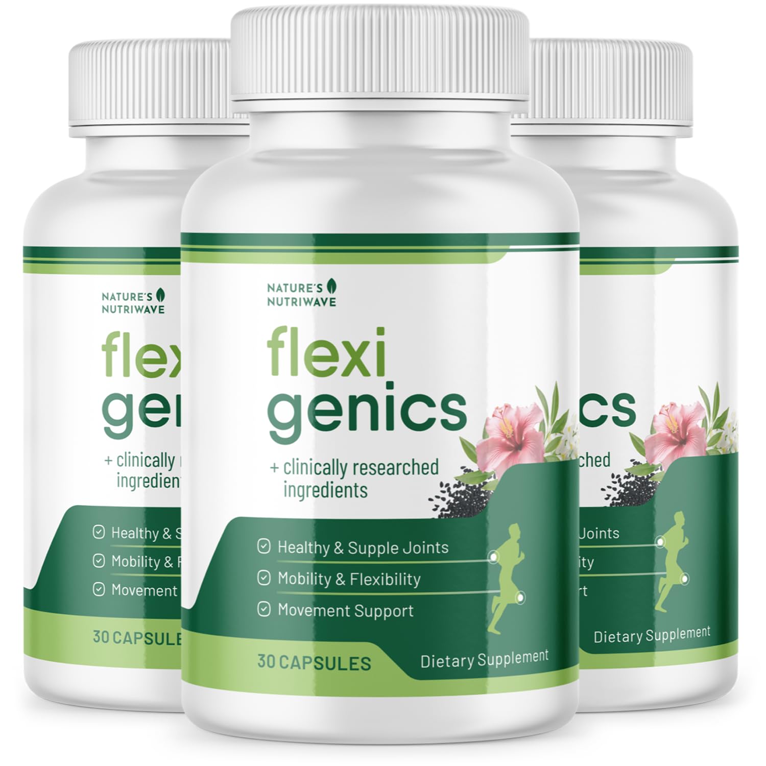 Nature’s NutriWave Flexigenics Natural Support Formula with Green Tea Extract, Black Cumin Seed & Vitamin K2 – Non-GMO, Easy-to-Take, 90 Capsules