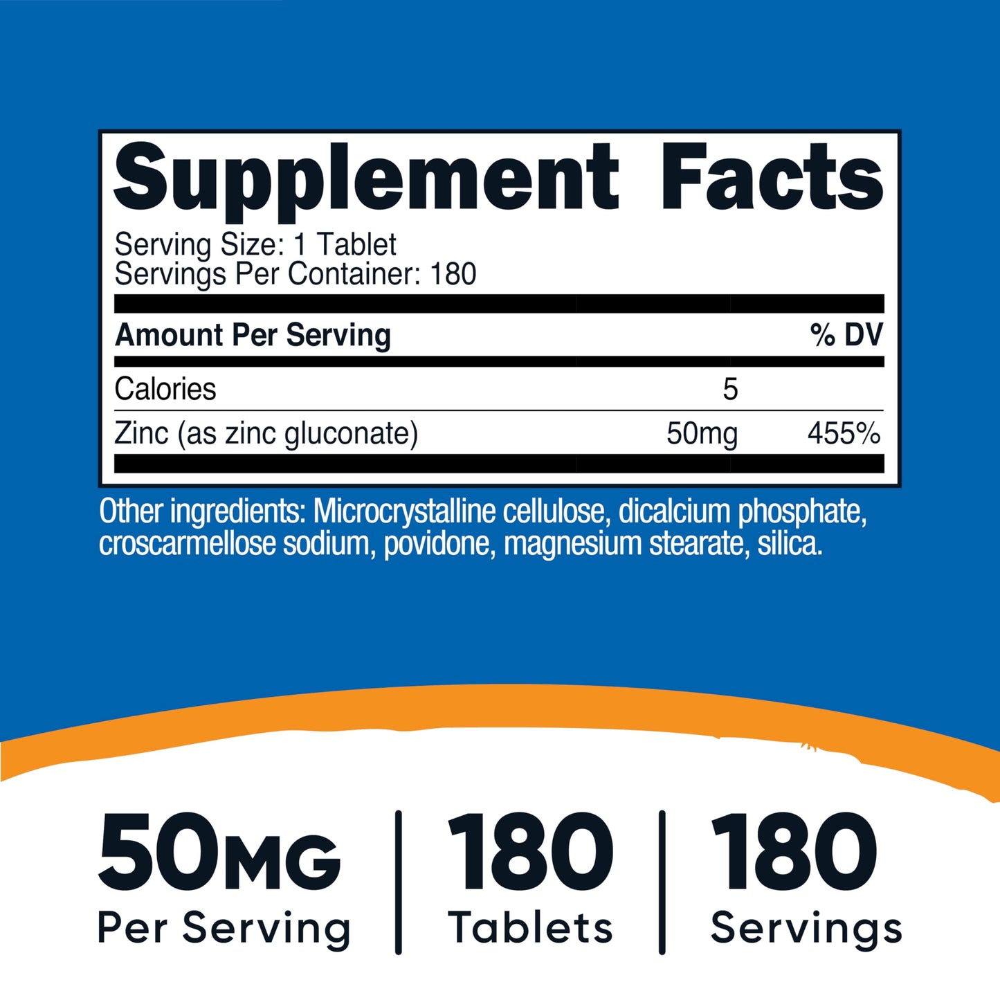 Nutricost Zinc Gluconate 50mg Tablets, 180 Count