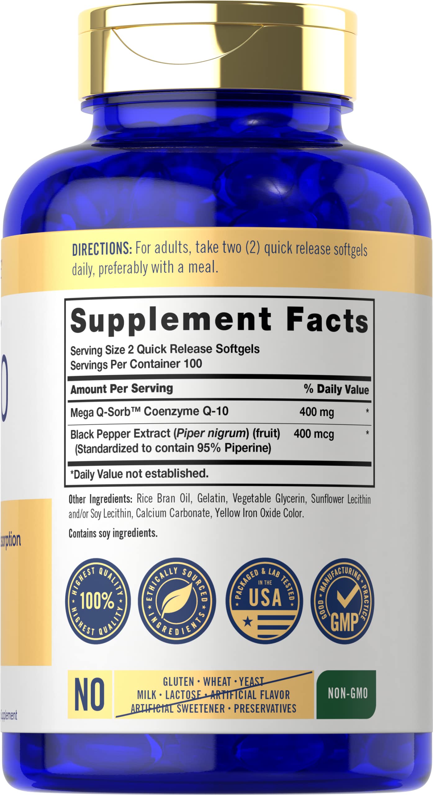 Carlyle CoQ10 400mg Softgel, 200 Count