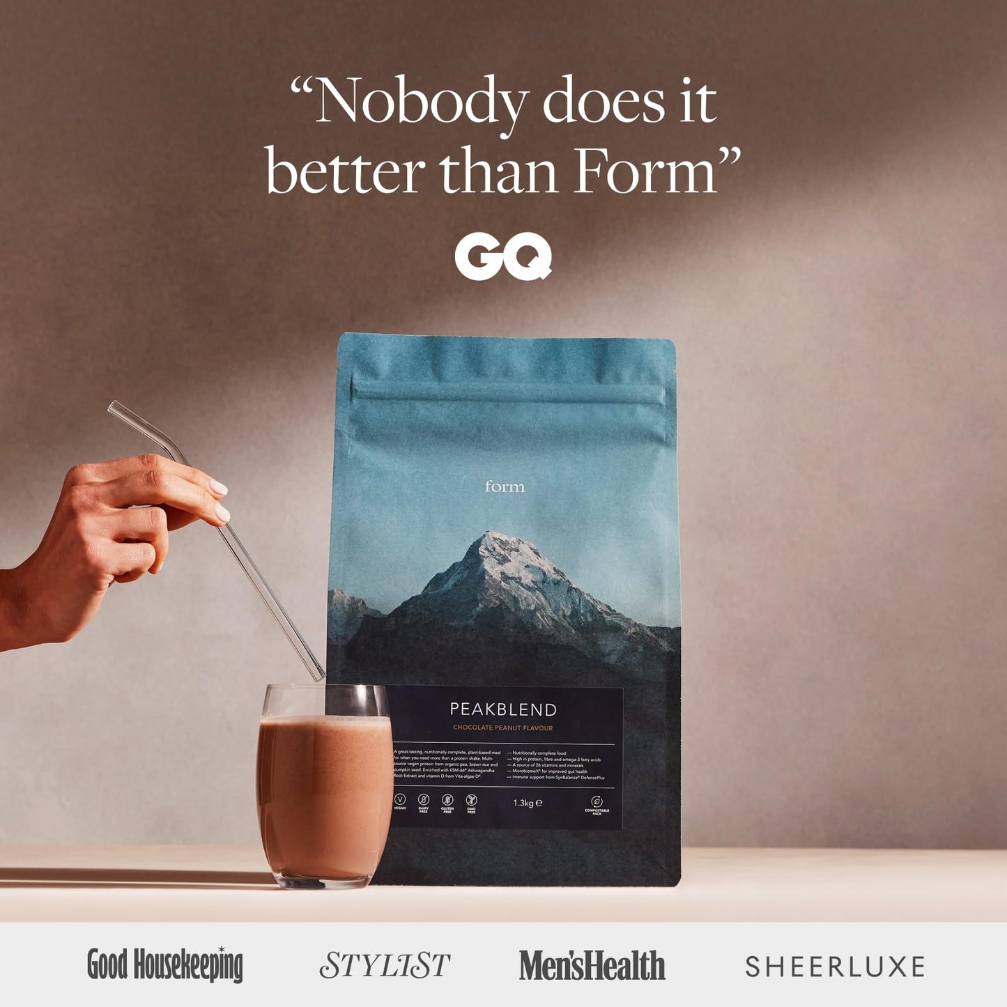 Form Peakblend Vegan Meal Replacement Shake Powder 45.86 oz Chocolate Peanut
