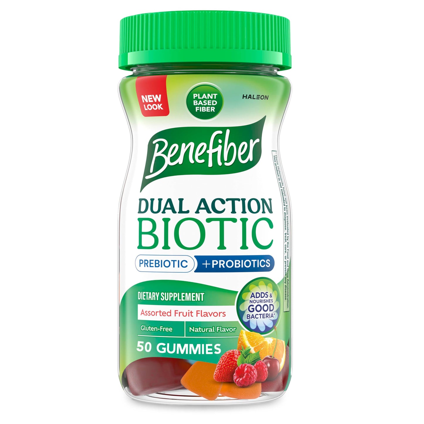 Benefiber Prebiotic GLP-1 Friendly Fiber Supplement Gummies with Probiotics for Digestive Health, Assorted Fruit Flavors, 50 Count