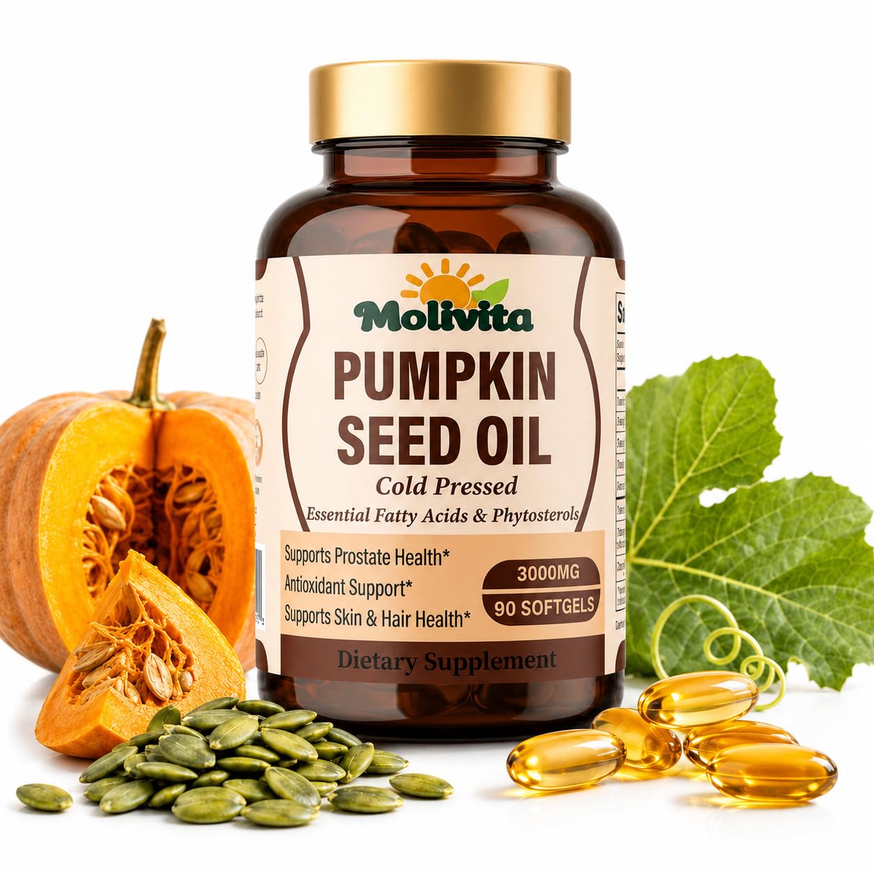 Molivita Pumpkin Seed Oil with Saw Palmetto 90 Softgels