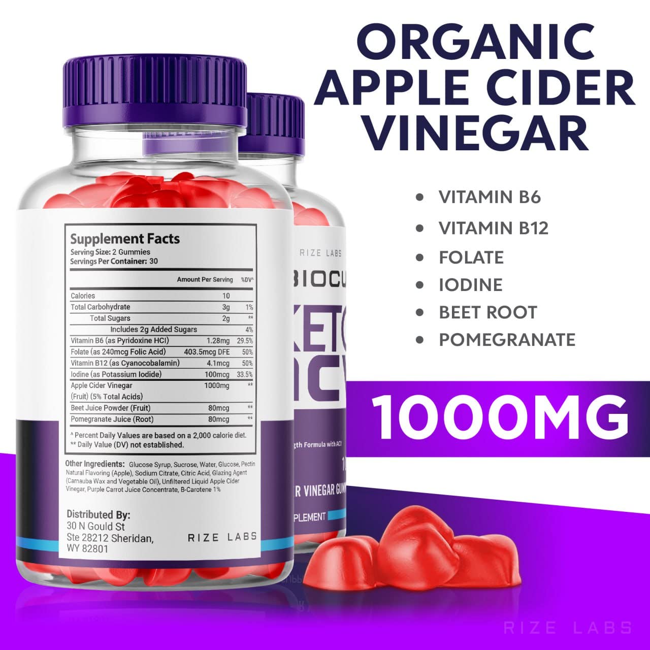 Rize Labs Biocut Keto ACV Gummies 180 Gummies