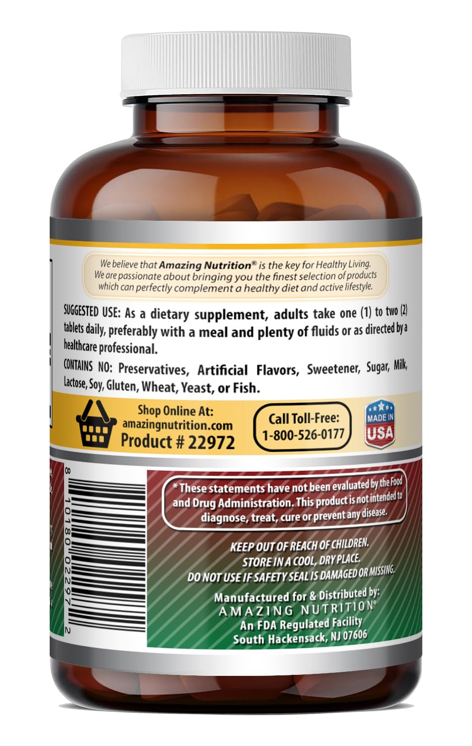 Amazing Nutrition Iron as Ferrous Sulfate Supplement, 240 Tablets