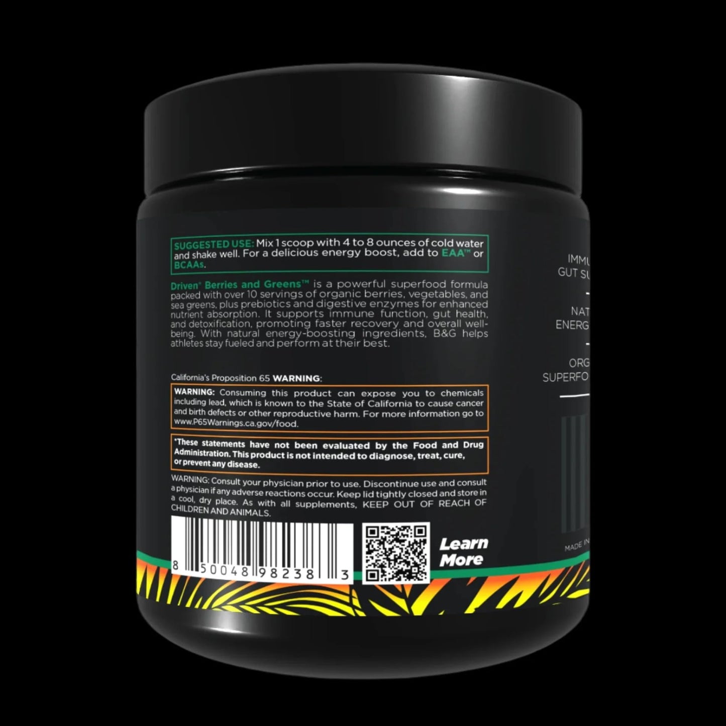 Driven Nutrition B&G Berries & Greens Superfood Powder, 8.47 Ounce