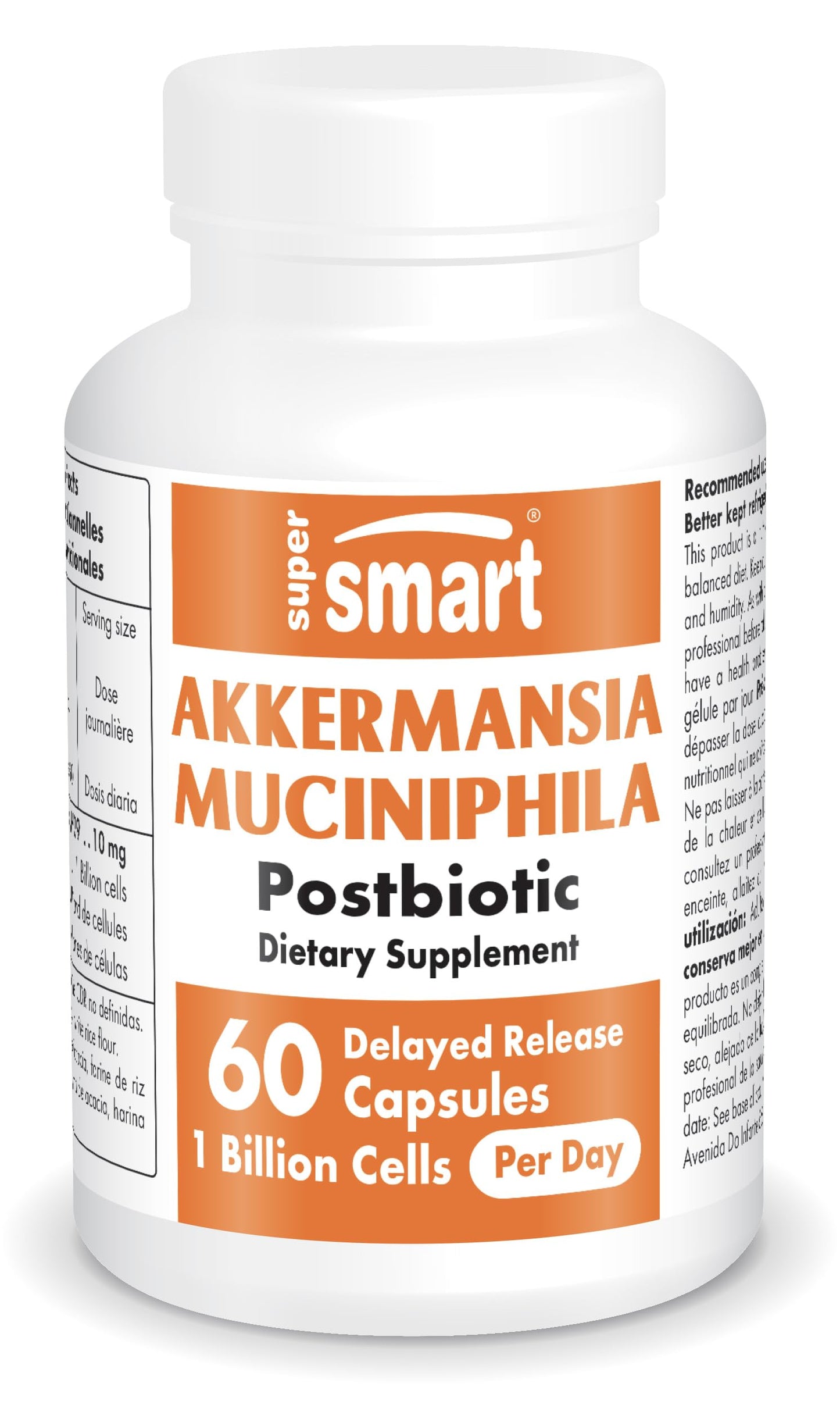 Supersmart Akkermansia Muciniphila 1 Billion TFU per Day Capsules, 60 Count