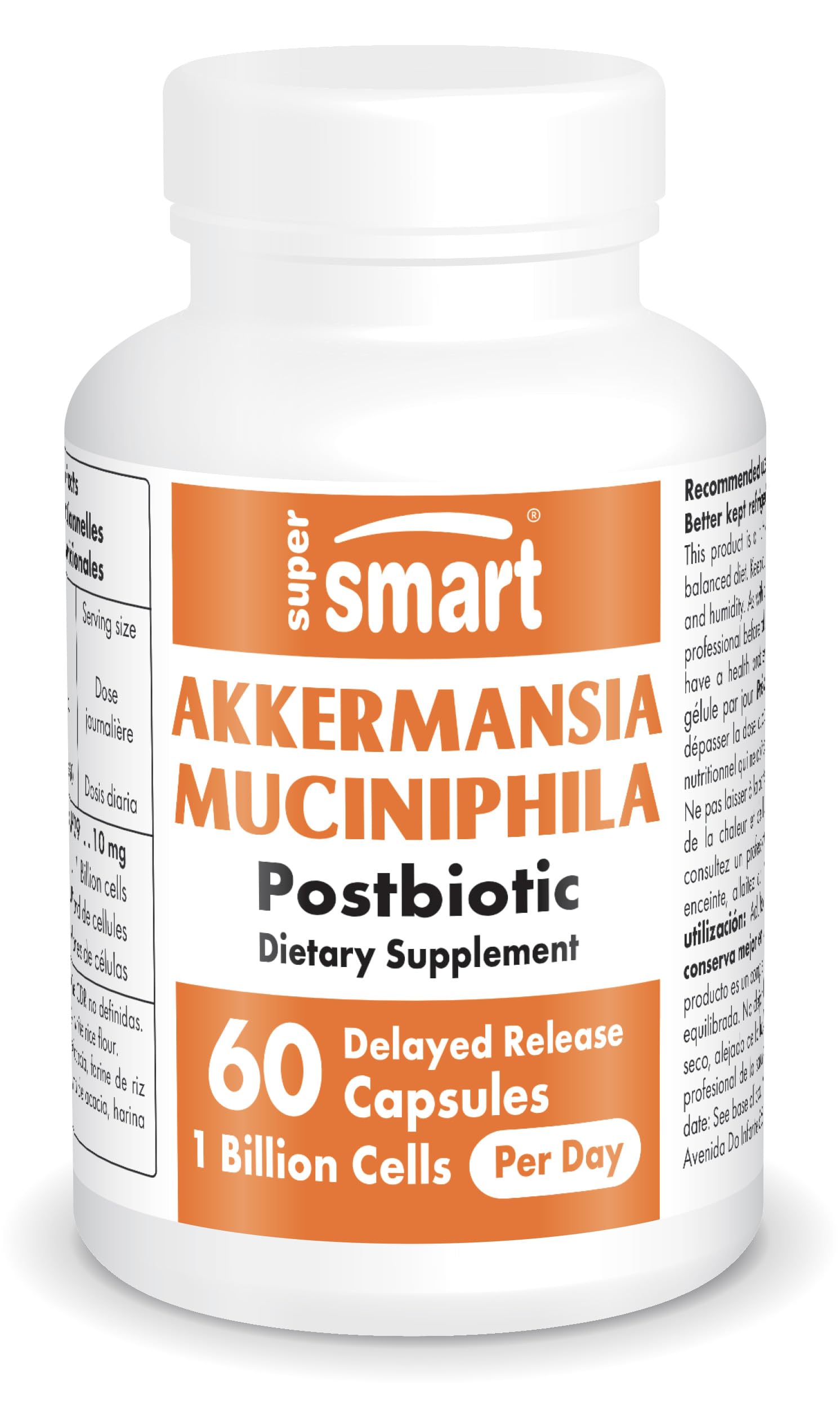 Supersmart Akkermansia Muciniphila 1 Billion TFU per Day Capsules, 60 Count