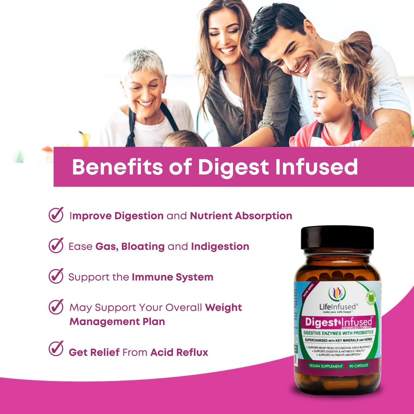 Life Infused Digestive Enzymes with Probiotics 90 Capsules