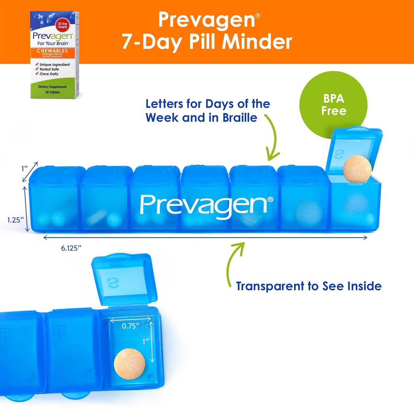 Prevagen Regular Strength Orange Chewables, 30 Count
