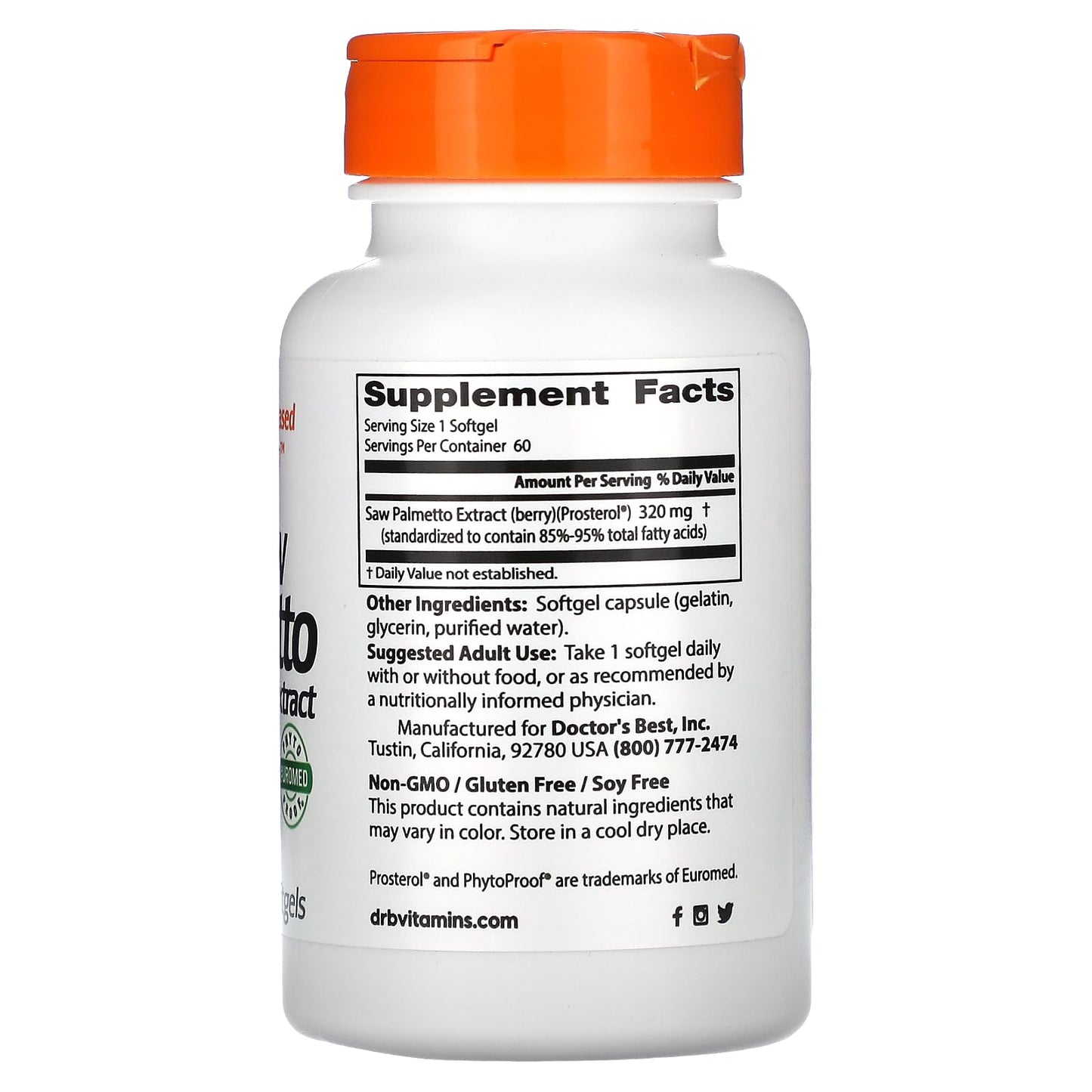 Doctor's BEST Saw Palmetto Extract 320 mg Softgels, 60 Count