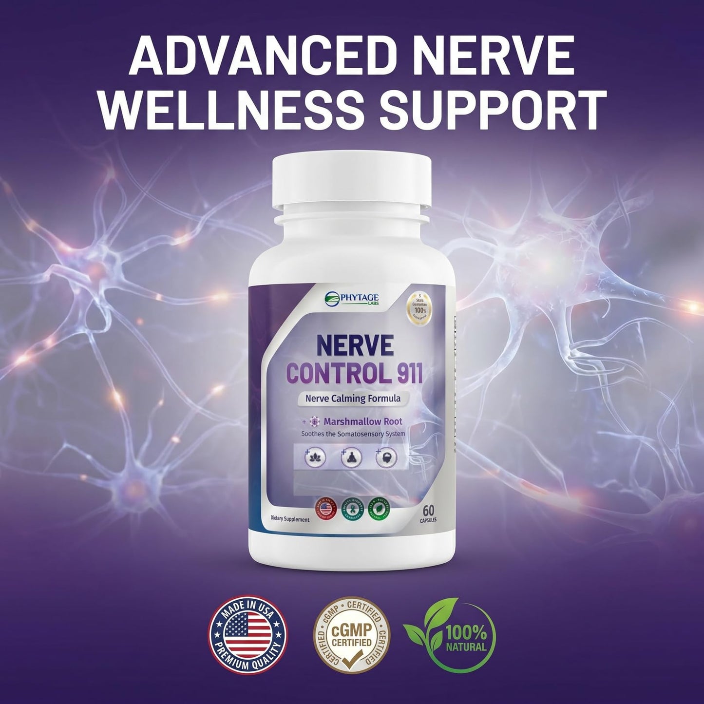 Phytage Labs Nerve Control 911 Capsule, 60 Count