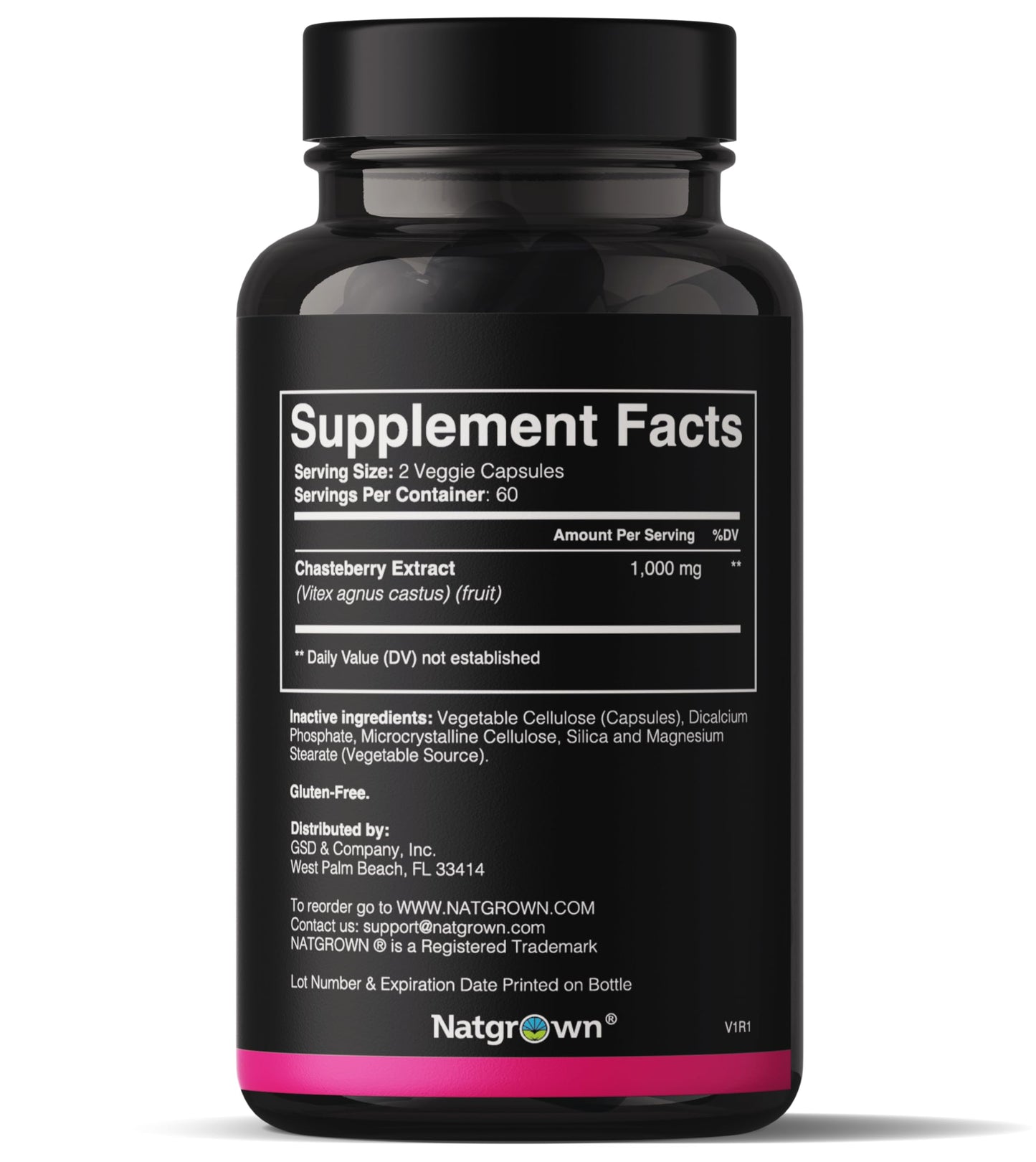 Natgrown Vitex Chasteberry Supplement for Women 1,000 mg Capsules 120 Count