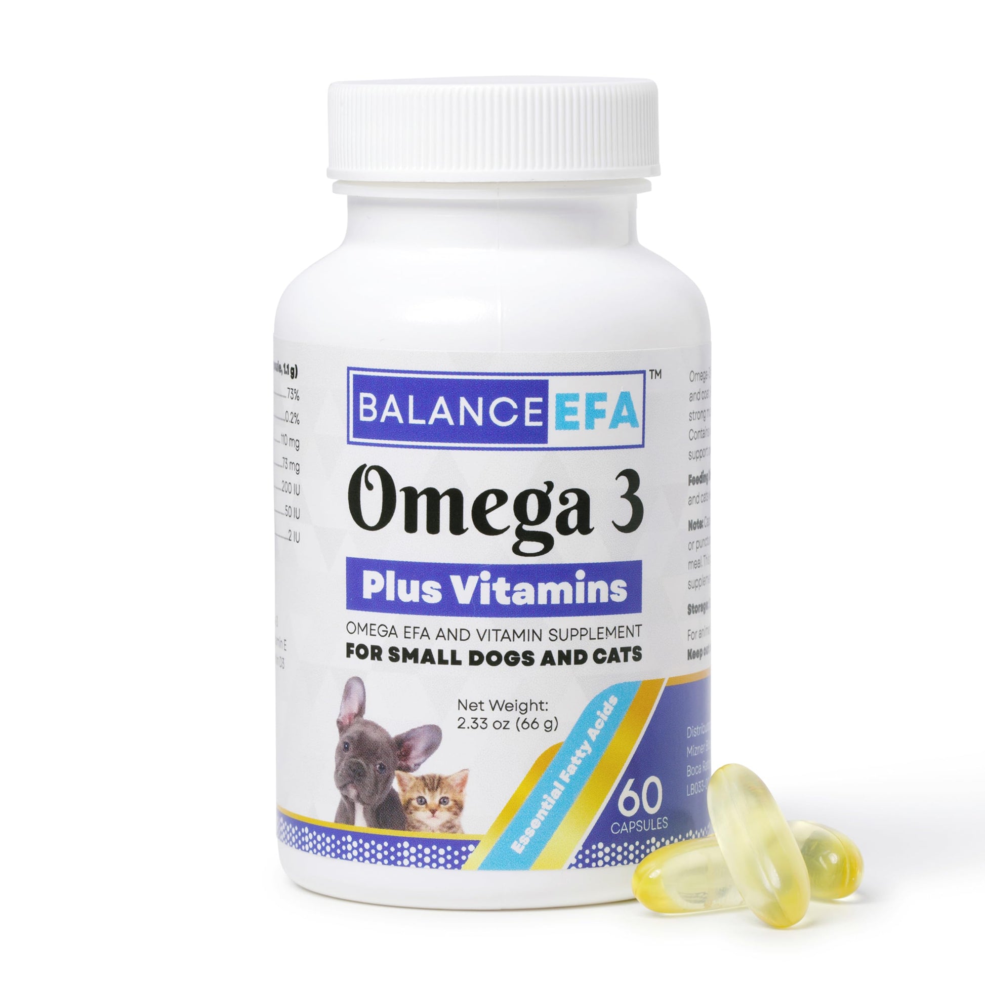 Mizner Bioscience BalanceEFA Dog & Cat Omega-3 Supplement Capsules, 60 Count