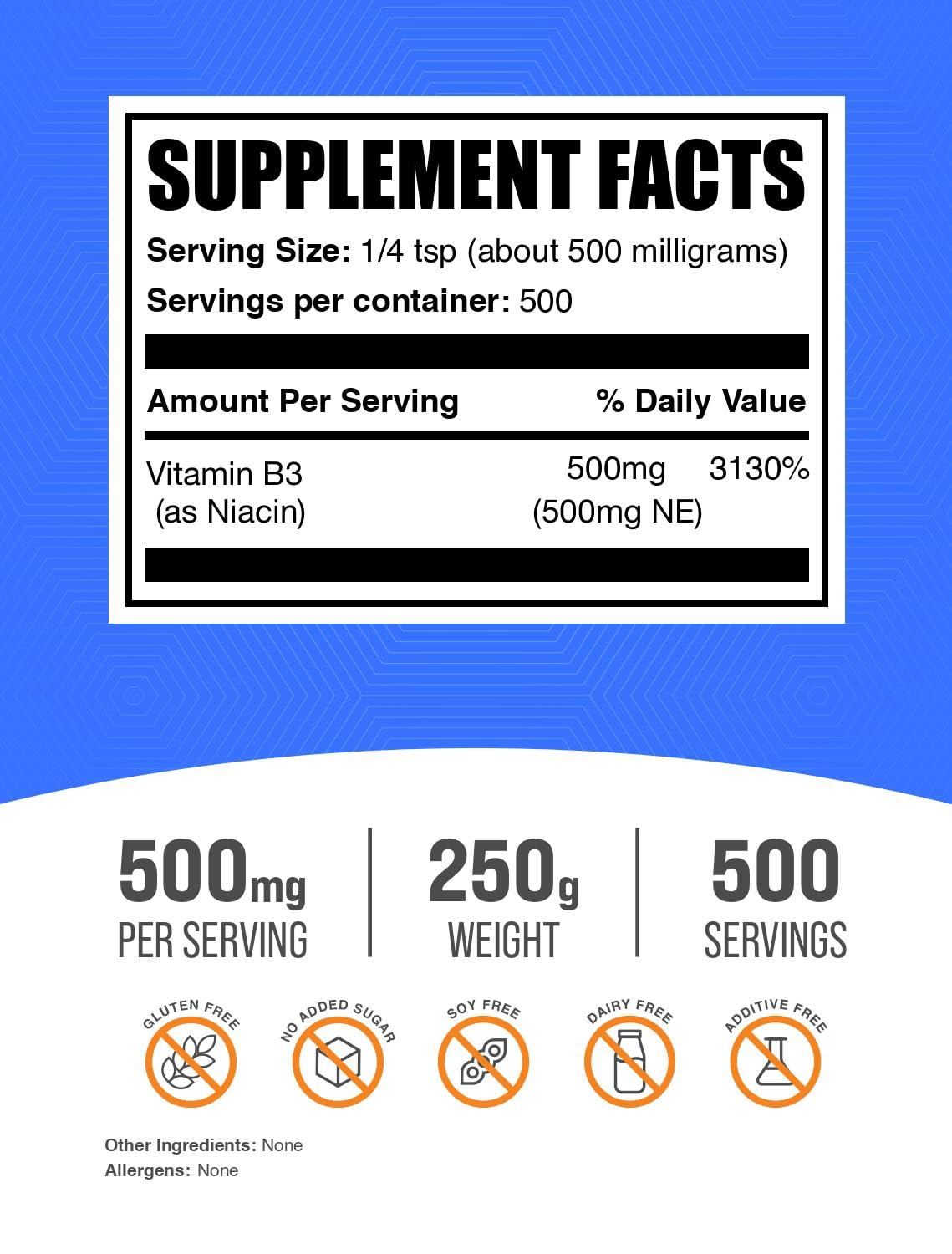 BulkSupplements Niacin Powder - Vitamin B3 Supplement, 8.8 oz