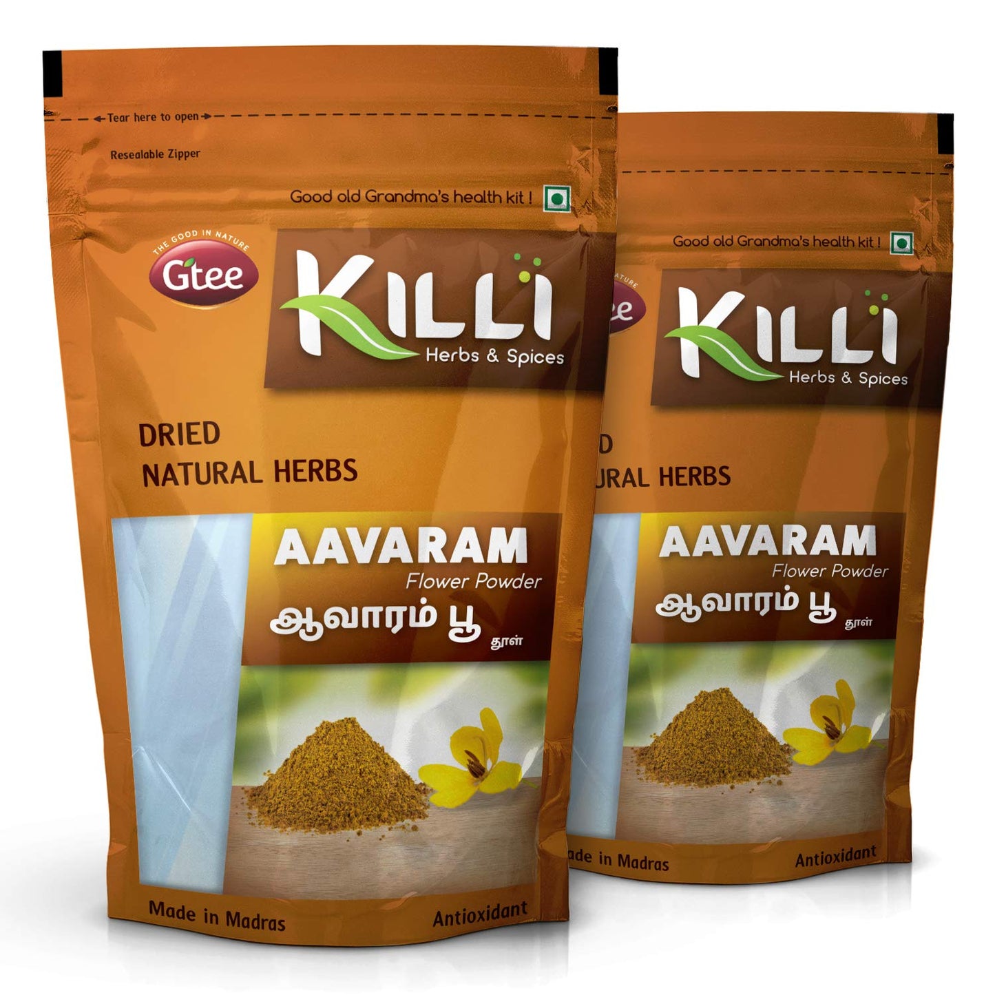 KILLI Avarampoo Tarwar Aavaram Senna auriculata Tangedu Flower Powder, Pack of 2