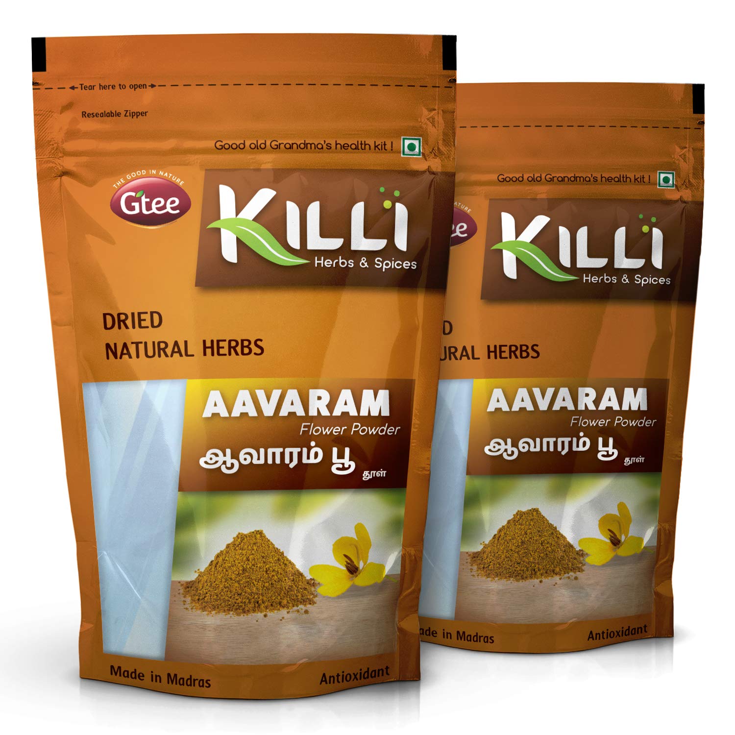 KILLI Avarampoo Tarwar Aavaram Senna auriculata Tangedu Flower Powder, Pack of 2