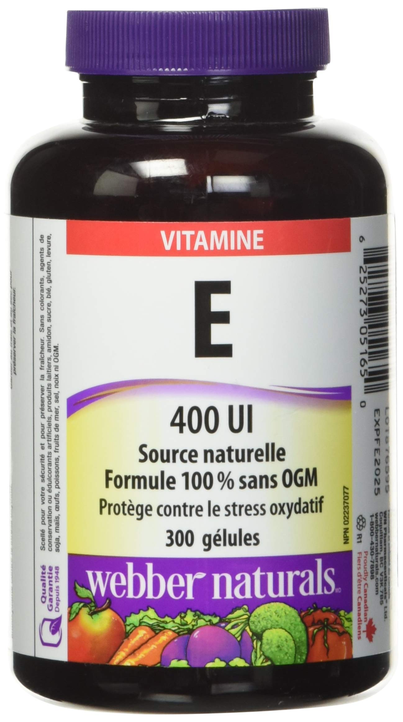 Webber Naturals Vitamin E 400IU Softgels, 300 Softgels