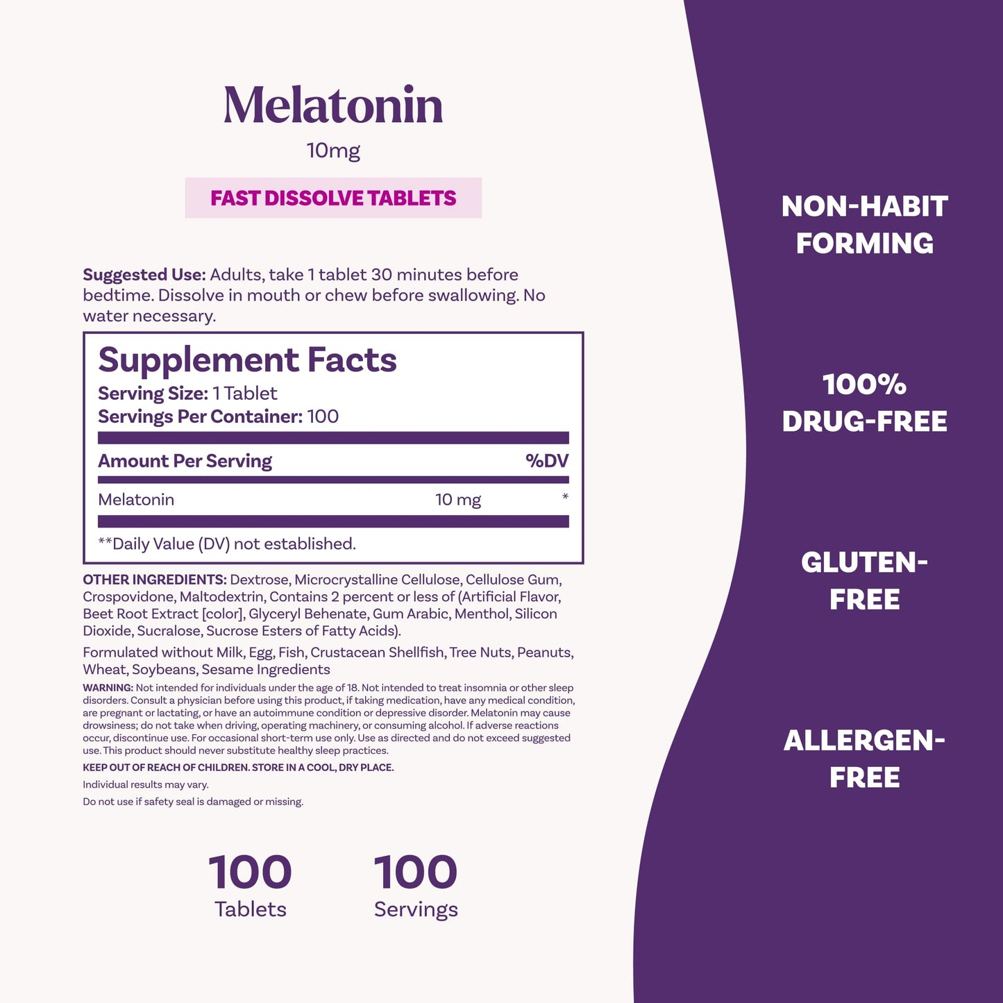 Natrol Melatonin 10mg Fast Dissolve Tablets, Strawberry Flavor, 100 Count