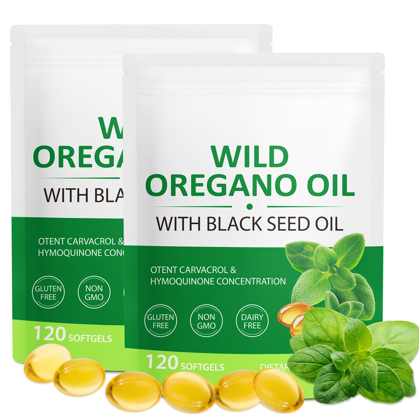WHLH & WELL-BEING Oil of Oregano with Black Seed Oil Capsules, Non-GMO, Gluten Free, 240 Capsules