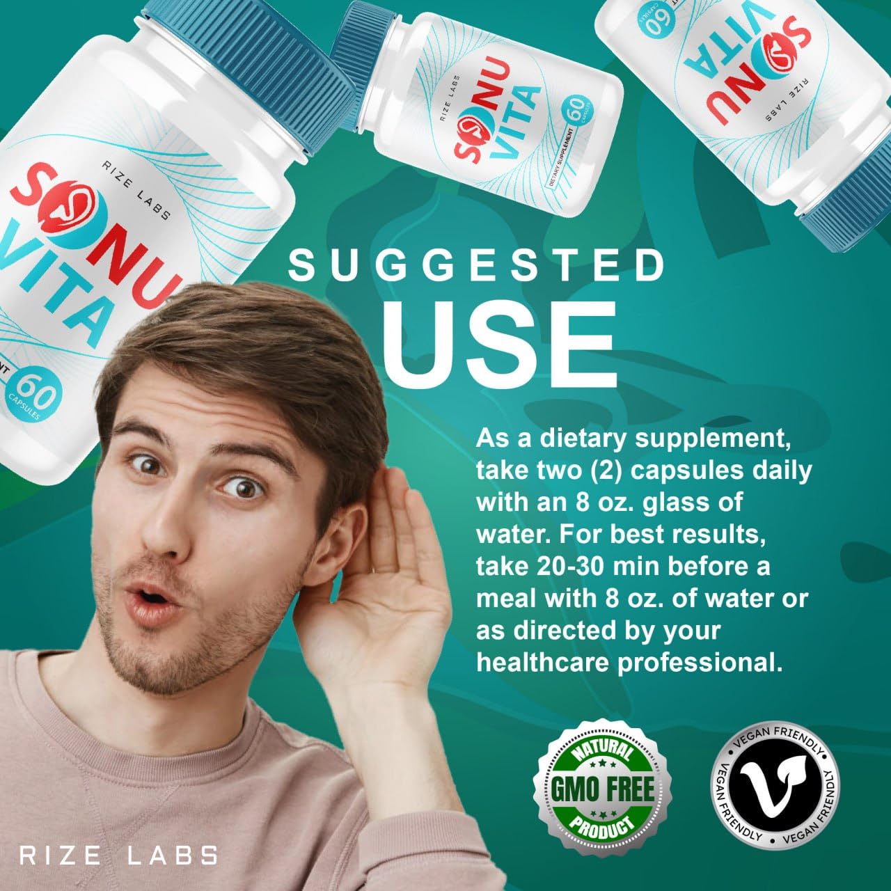 Rize Labs Sonu Vita Dietary Supplement Capsules, 60 Count