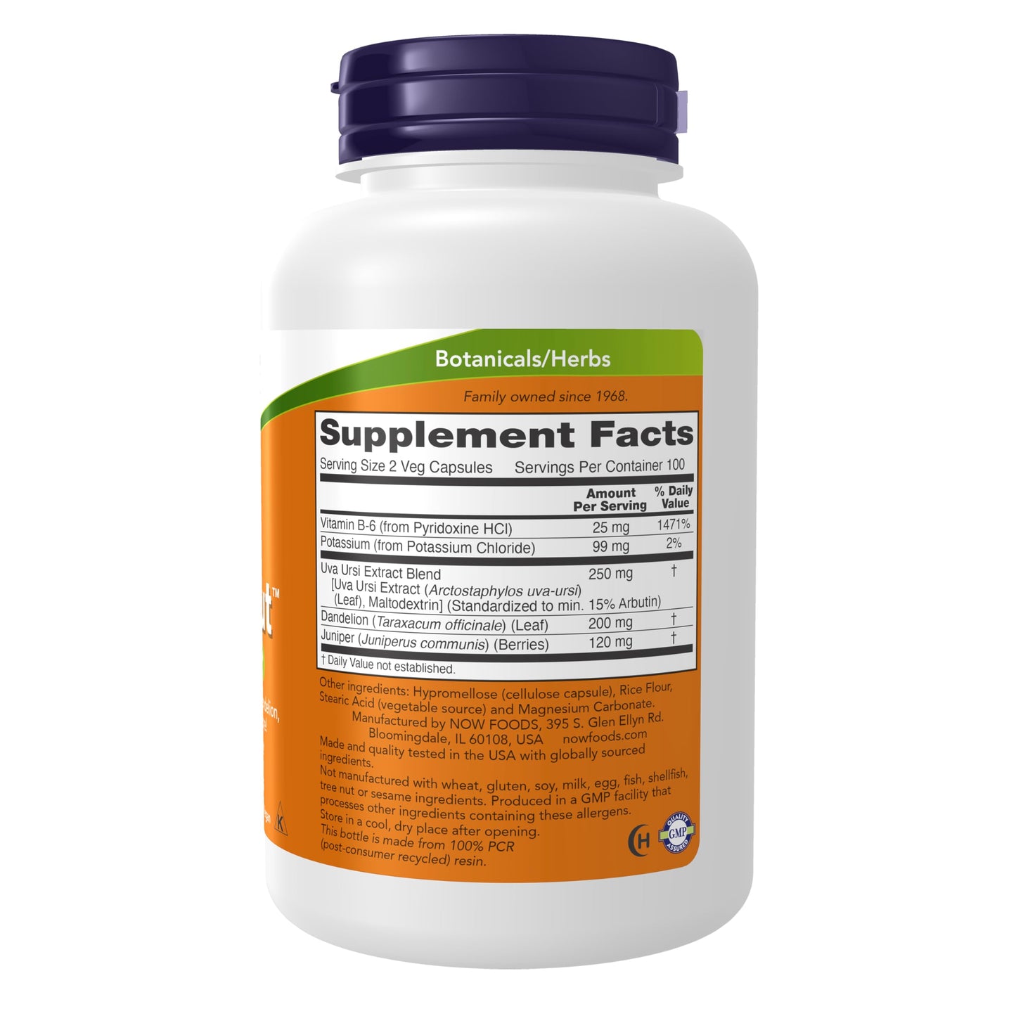 NOW Foods Water Out with Standardized Uva Ursi, Dandelion, Potassium and Vitamin B-6, 200 Veg Capsules